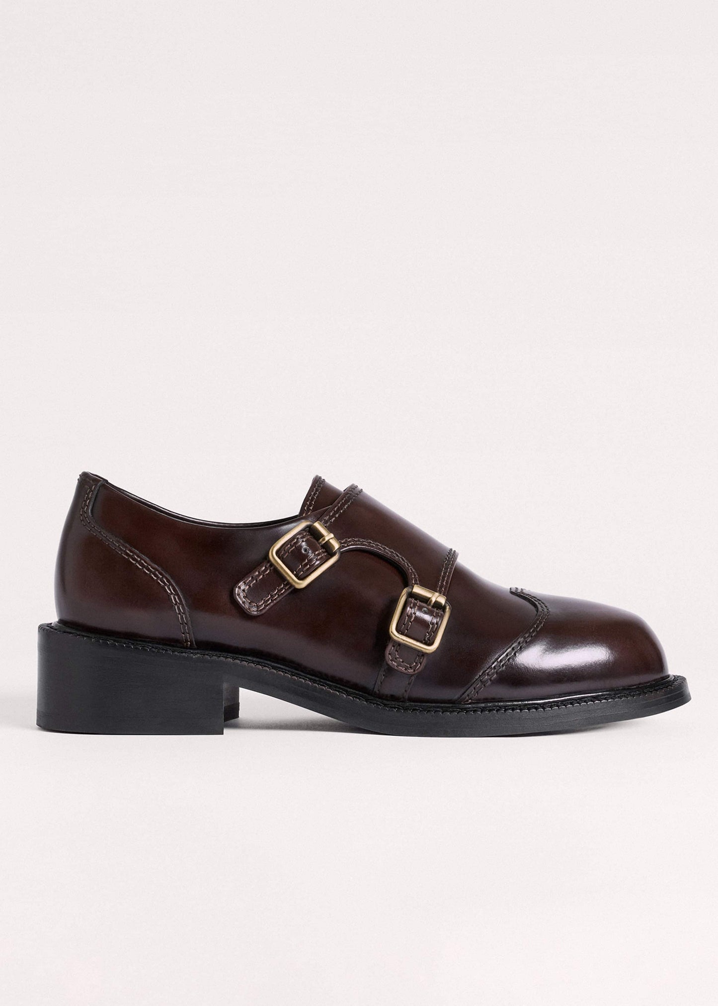 ME and EM Accessories Brown Leather Double Buckle Shoe