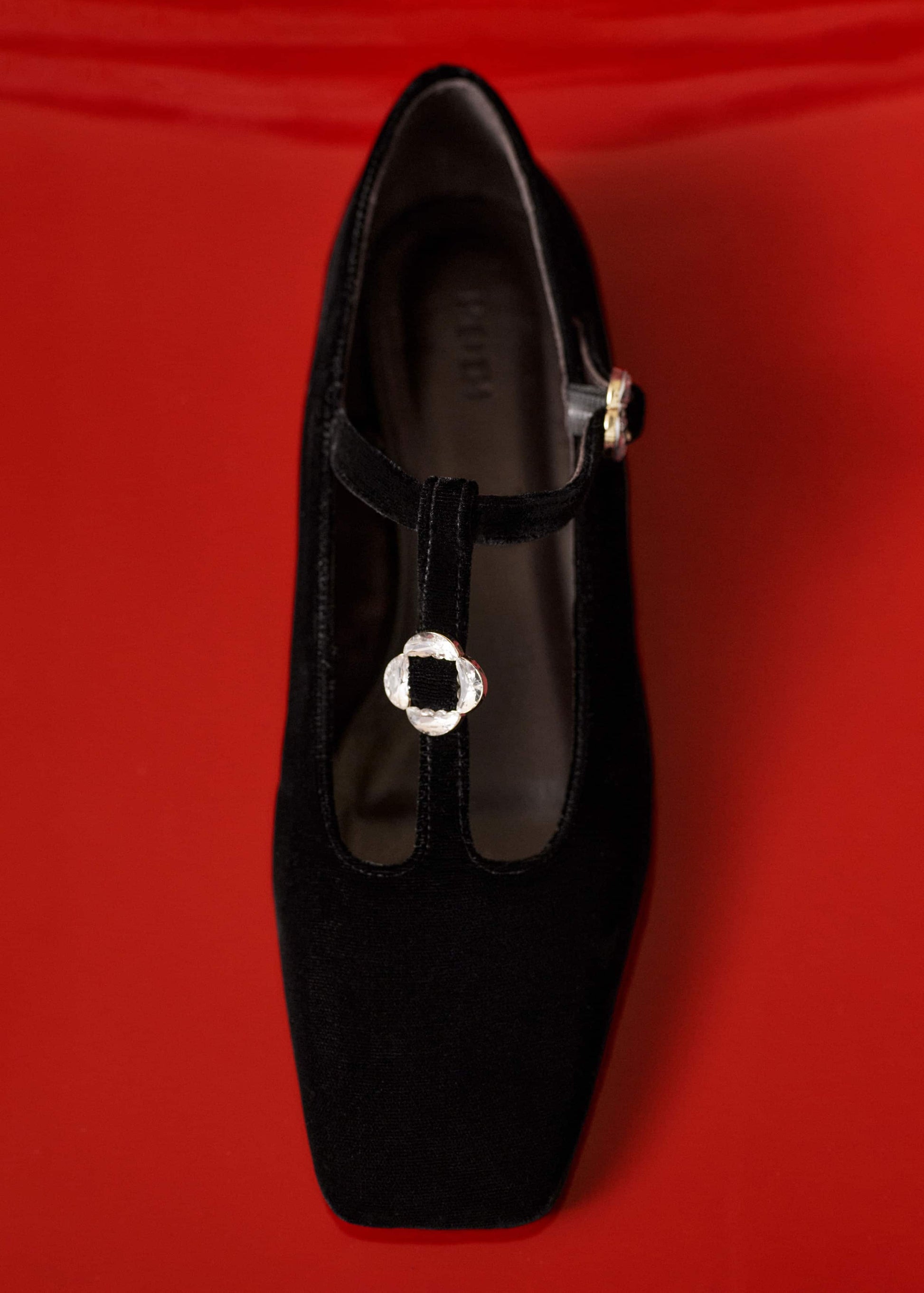 ME and EM Accessories Black Square Toe T-Bar Flat