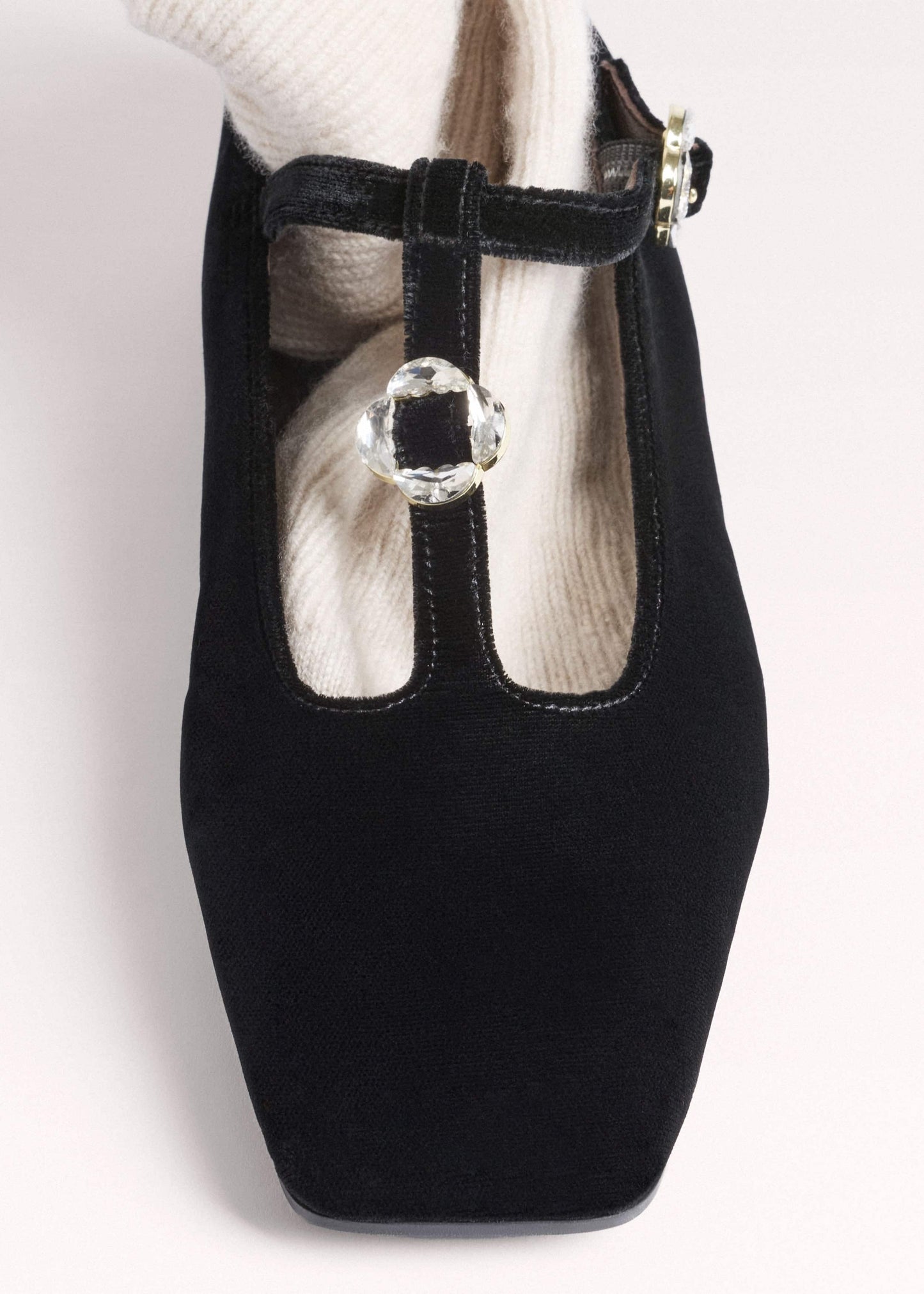 ME and EM Accessories Black Square Toe T-Bar Flat