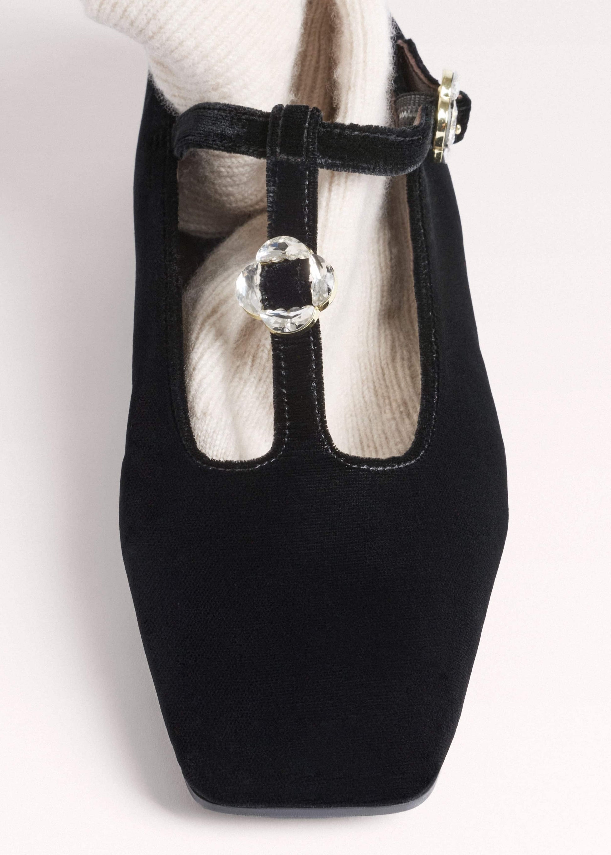 ME and EM Accessories Black Square Toe T-Bar Flat