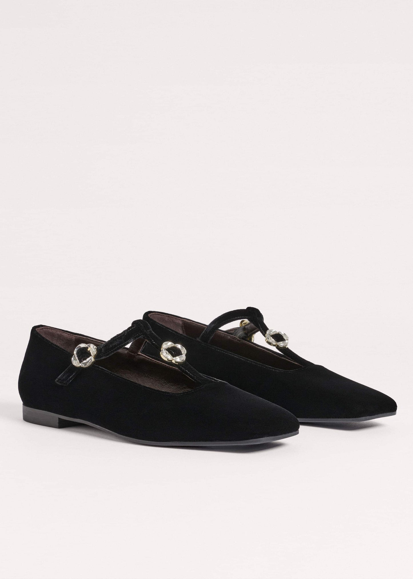 ME and EM Accessories Black Square Toe T-Bar Flat