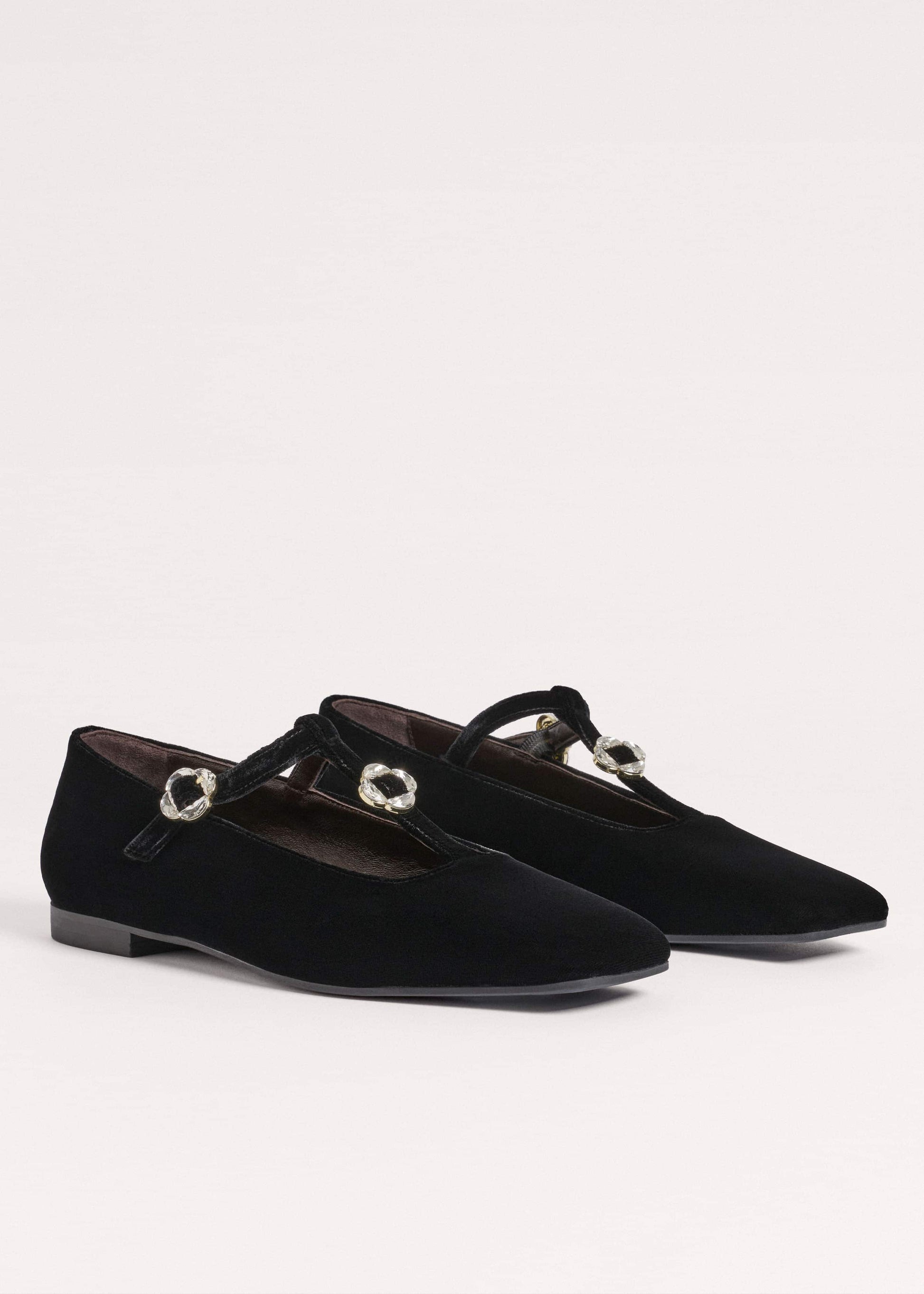 ME and EM Accessories Black Square Toe T-Bar Flat