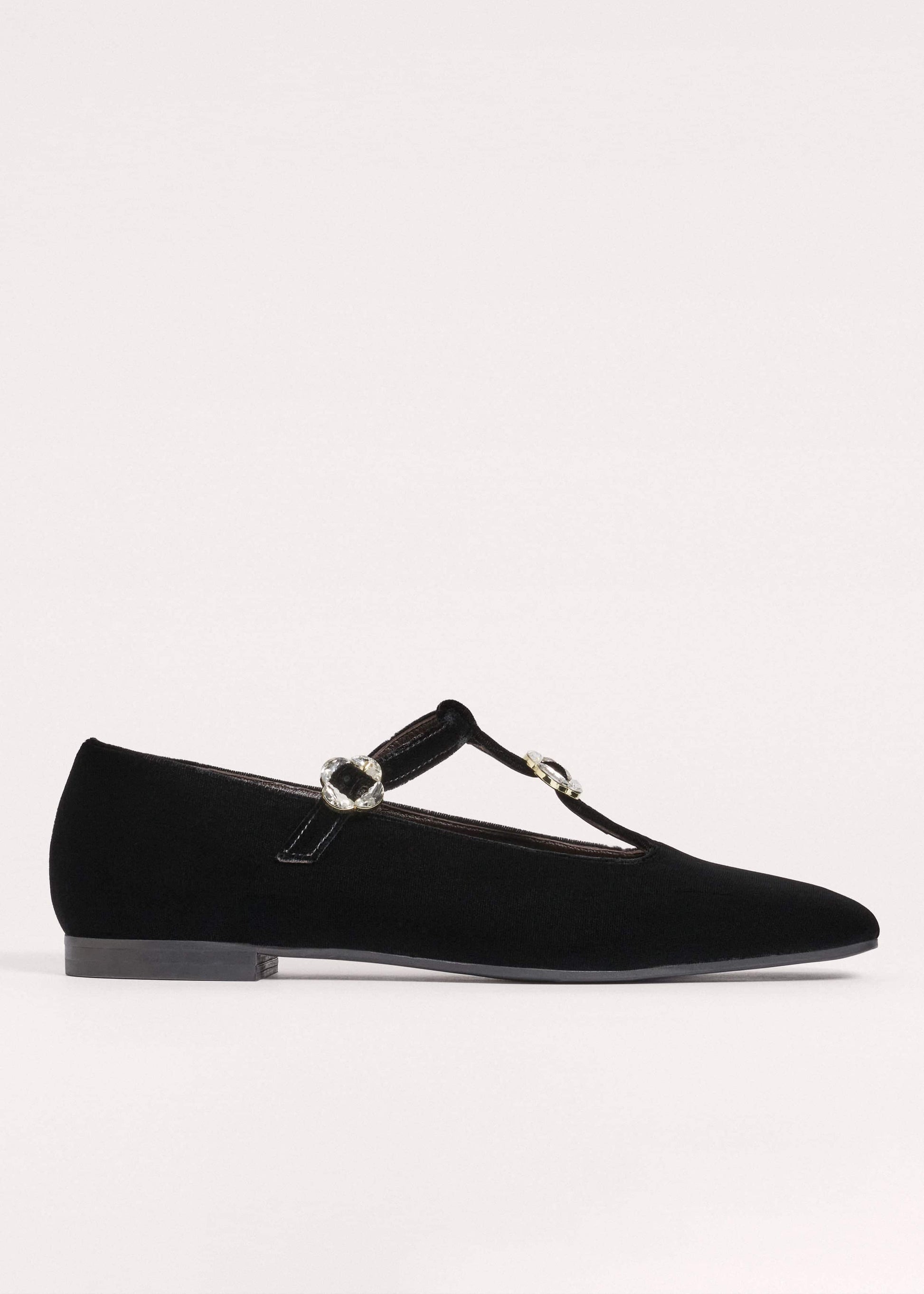ME and EM Accessories Black Square Toe T-Bar Flat