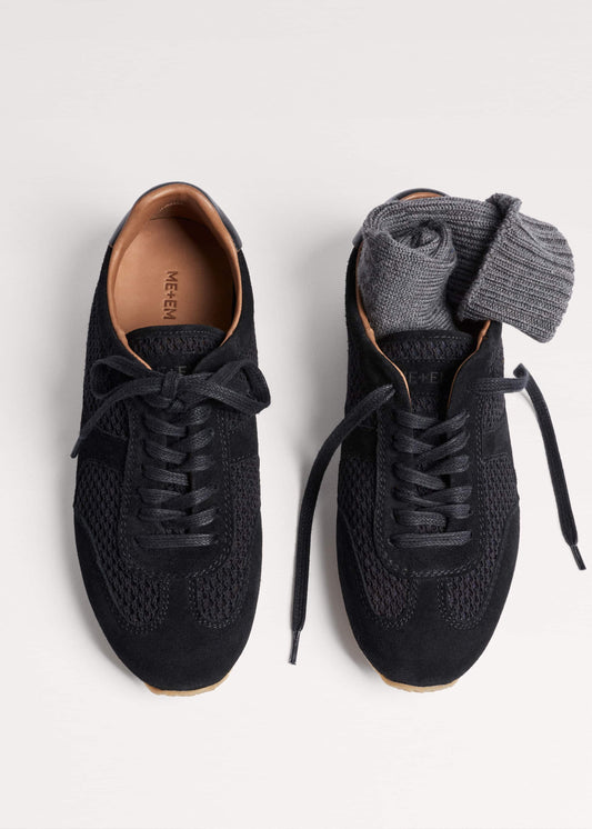 ME and EM Accessories Black Mesh Retro Runner Sneaker