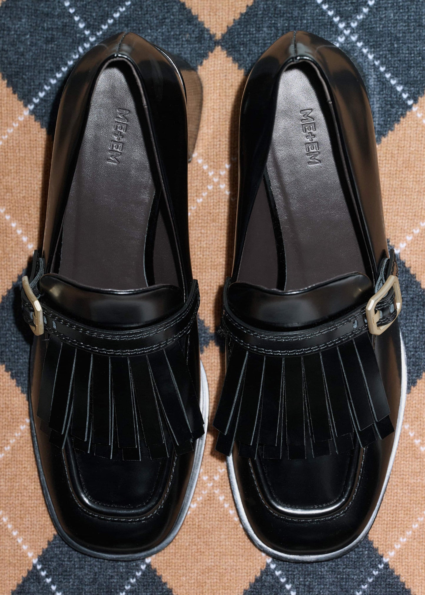 ME and EM Accessories Black Fringe Block Heel Loafer