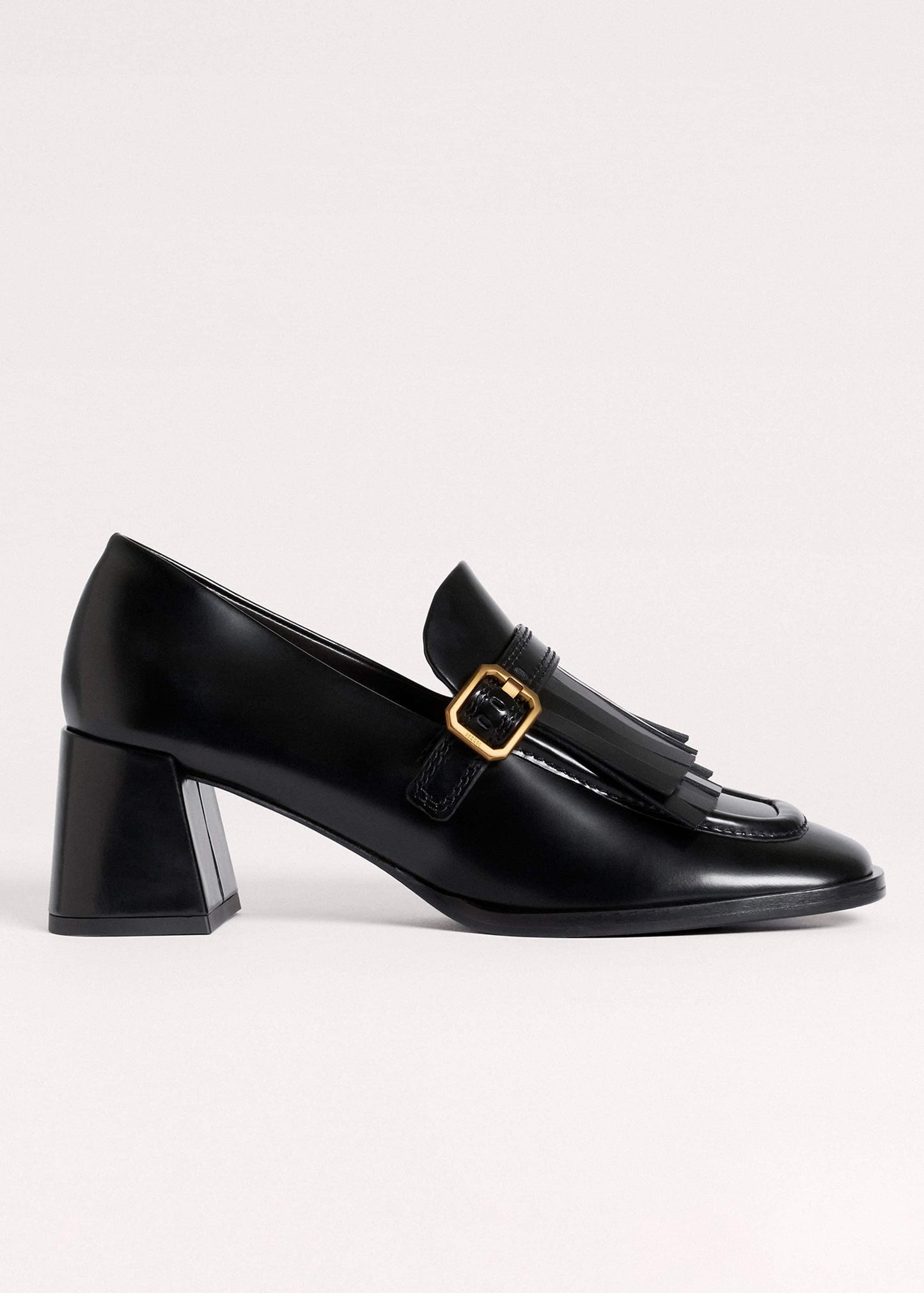 ME and EM Accessories Black Fringe Block Heel Loafer
