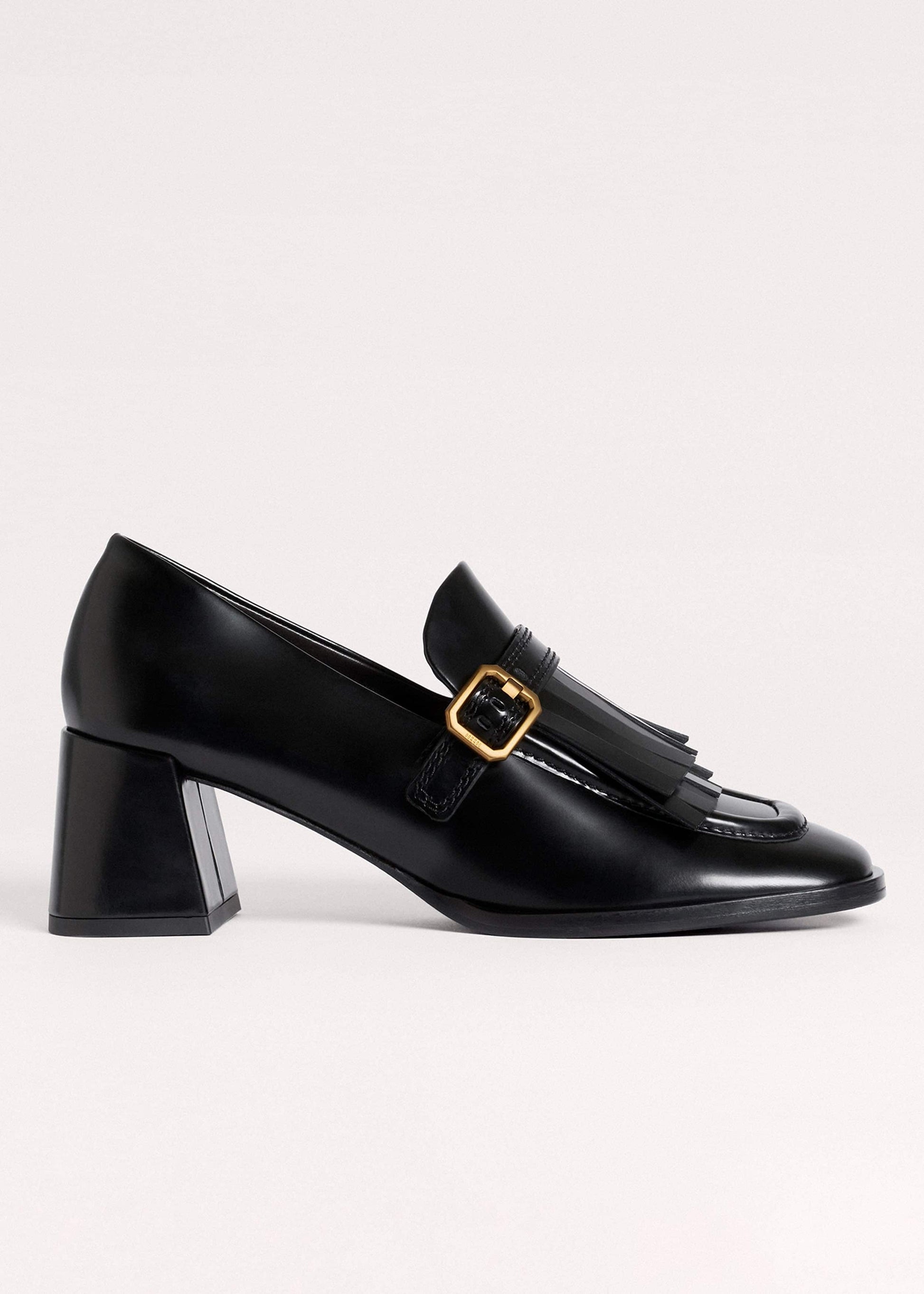 ME and EM Accessories Black Fringe Block Heel Loafer