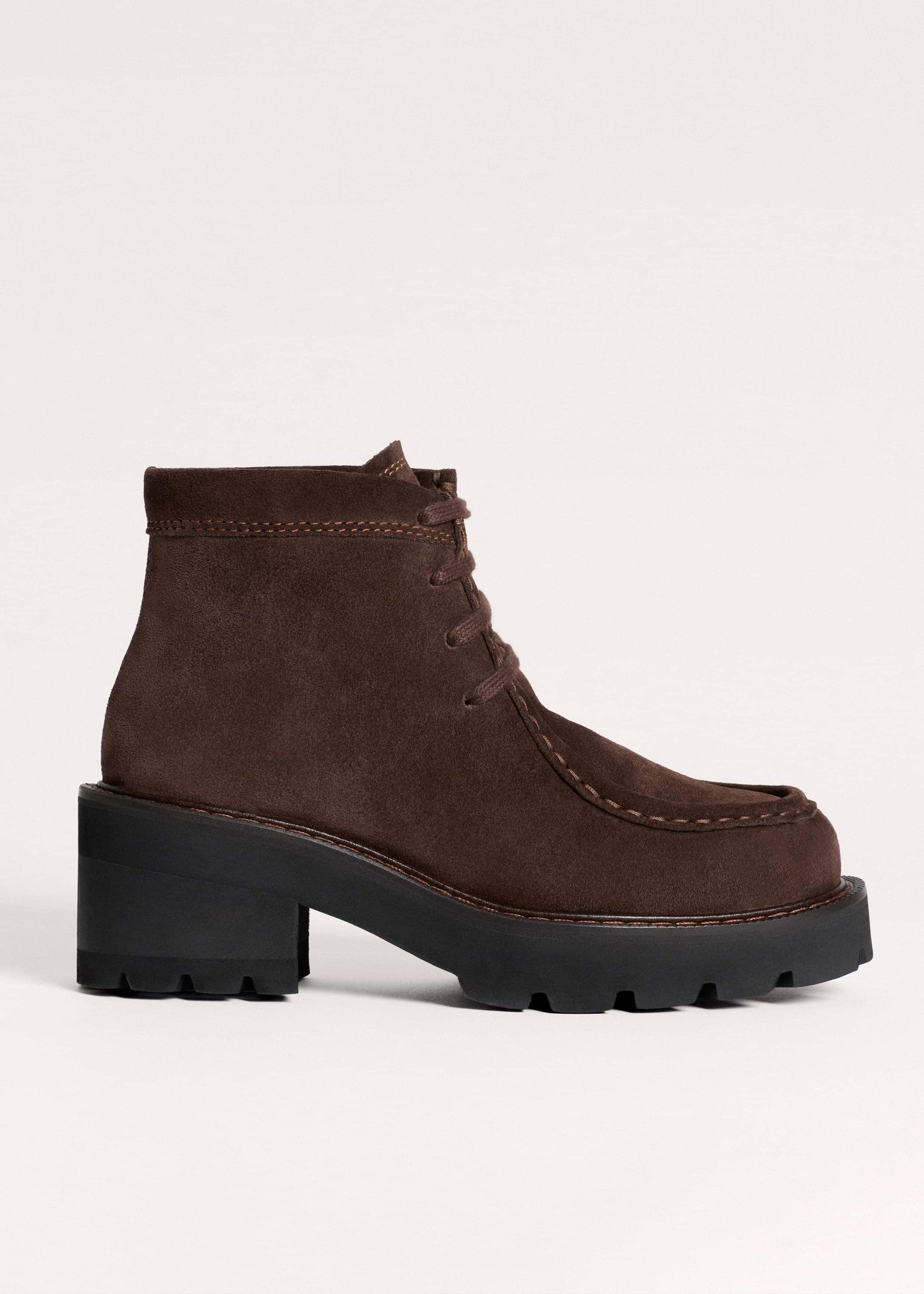 ME and EM Accessories Brown Chunky Lace Up Ankle Boot