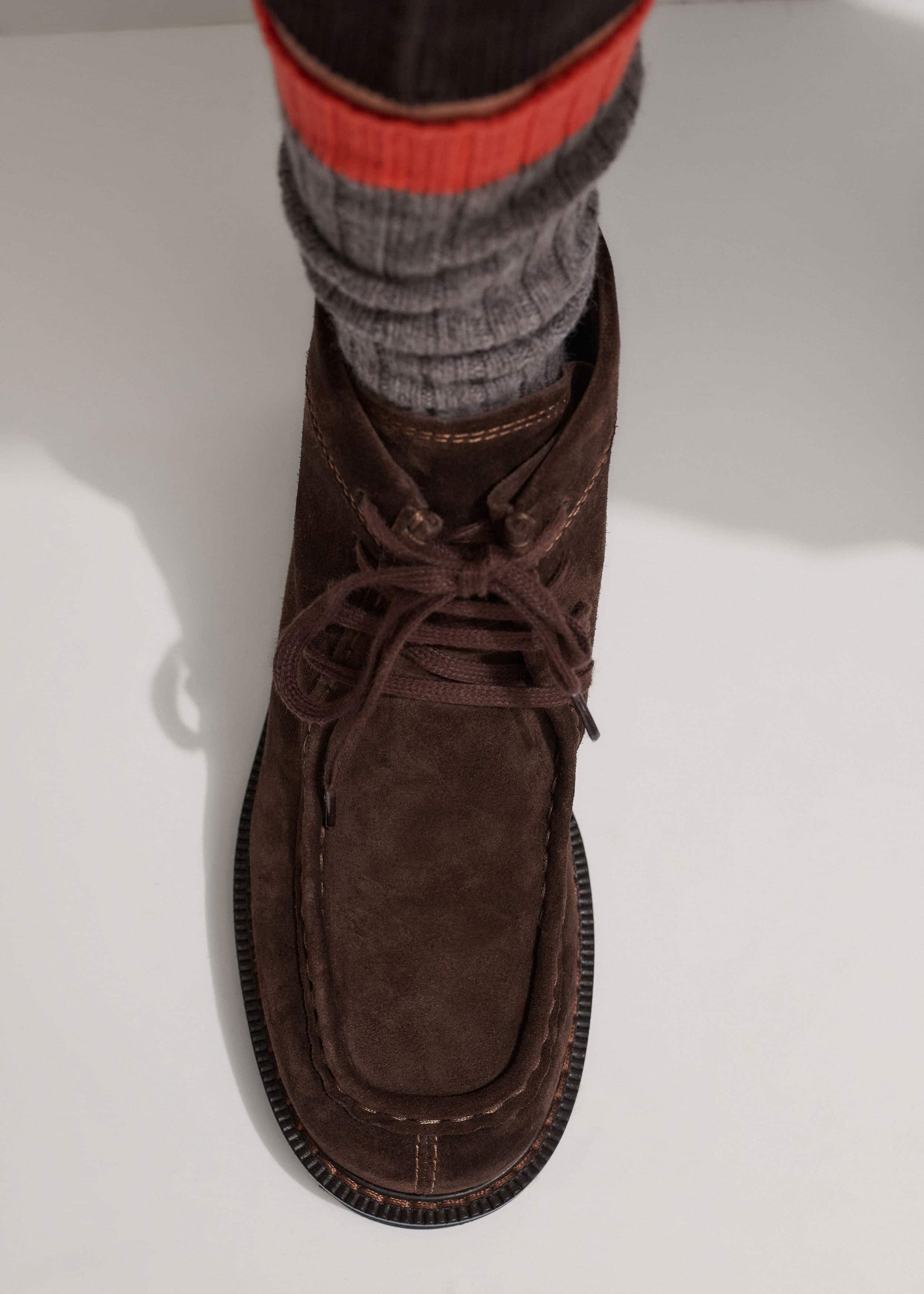 ME and EM Accessories Brown Chunky Lace Up Ankle Boot
