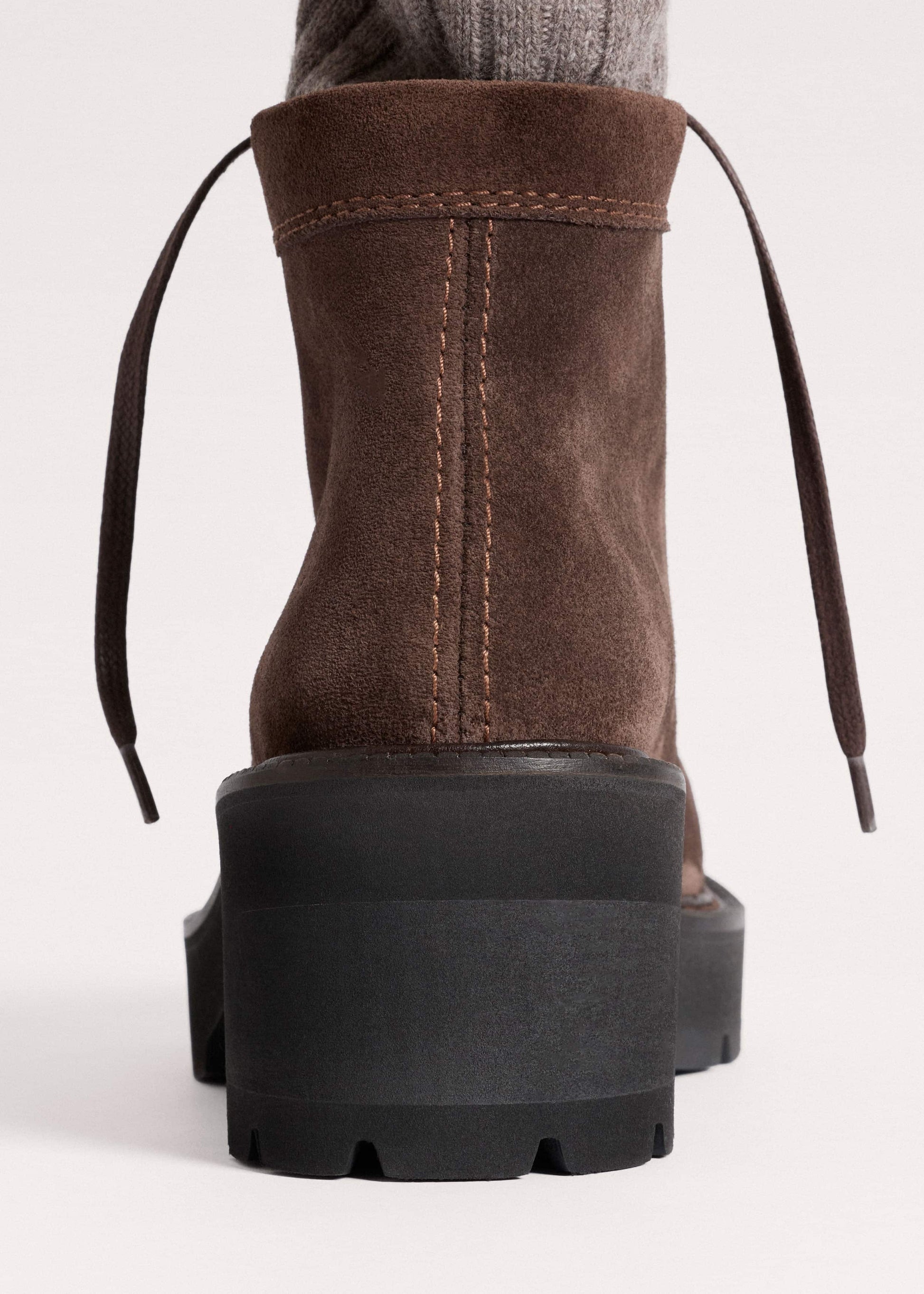 ME and EM Accessories Brown Chunky Lace Up Ankle Boot