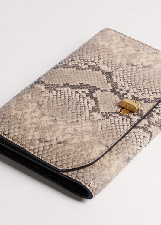 ME and EM Accessories Gray Snake Print Clutch Bag