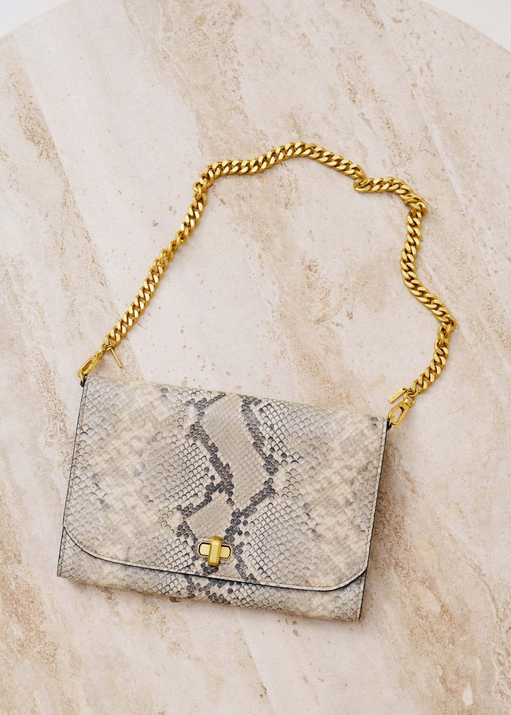 ME and EM Accessories Gray Snake Print Clutch Bag