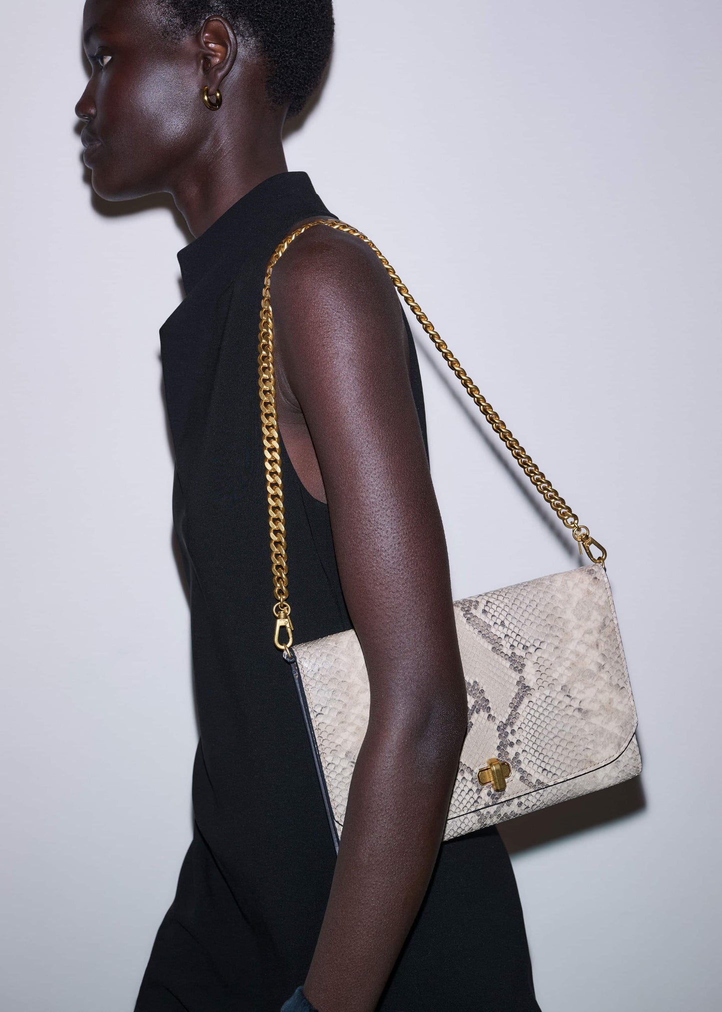 ME and EM Accessories Gray Snake Print Clutch Bag