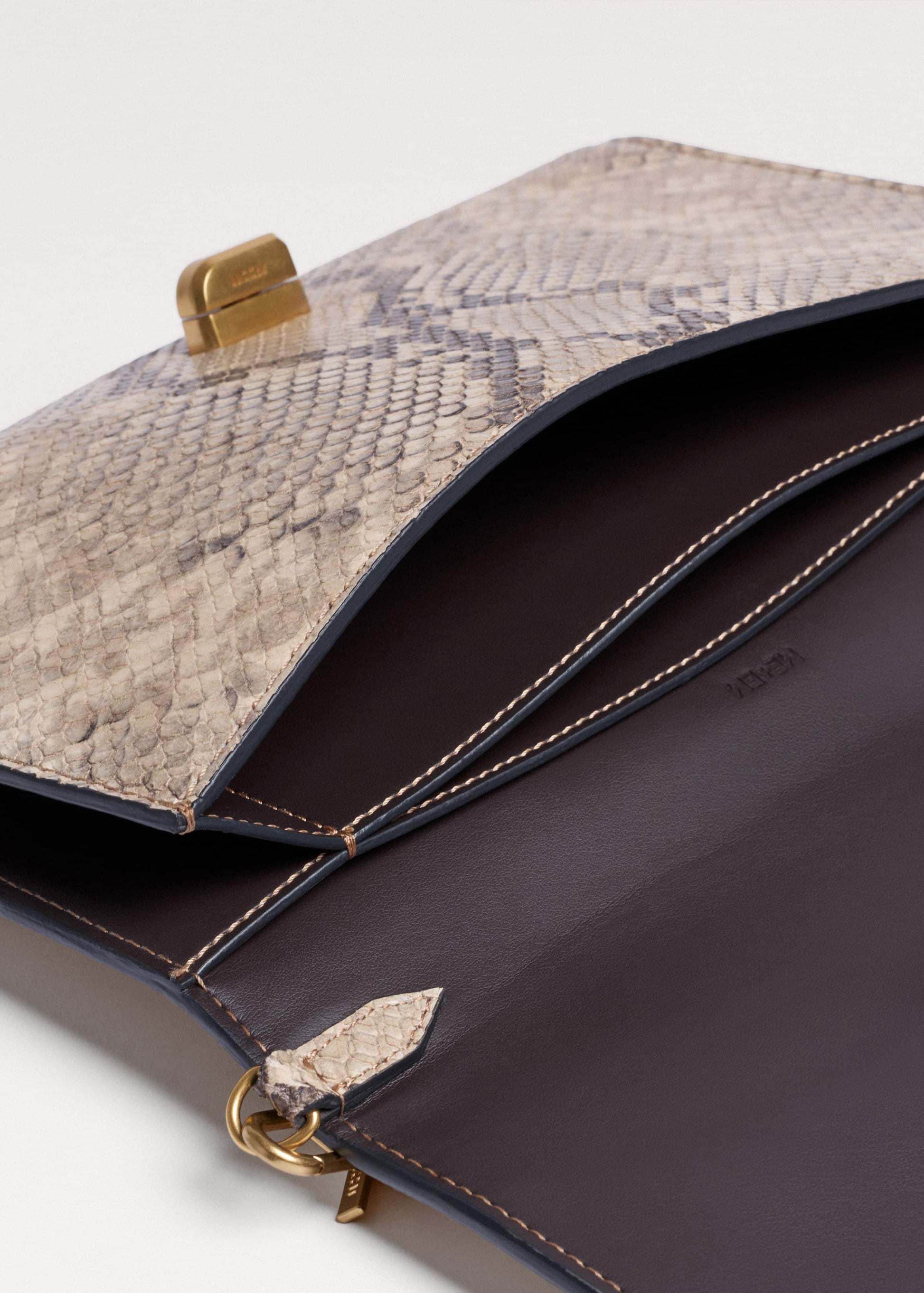 ME and EM Accessories Gray Snake Print Clutch Bag