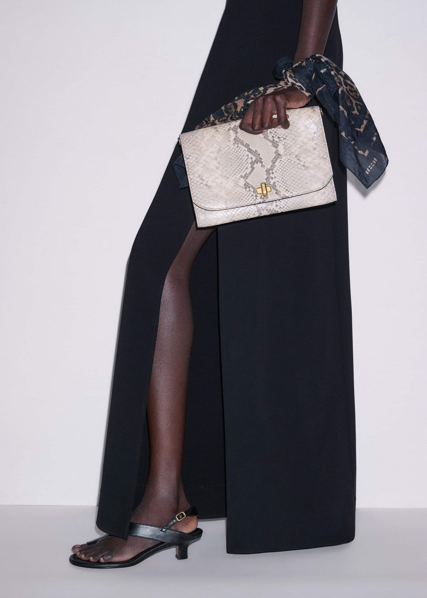 ME and EM Accessories Gray Snake Print Clutch Bag