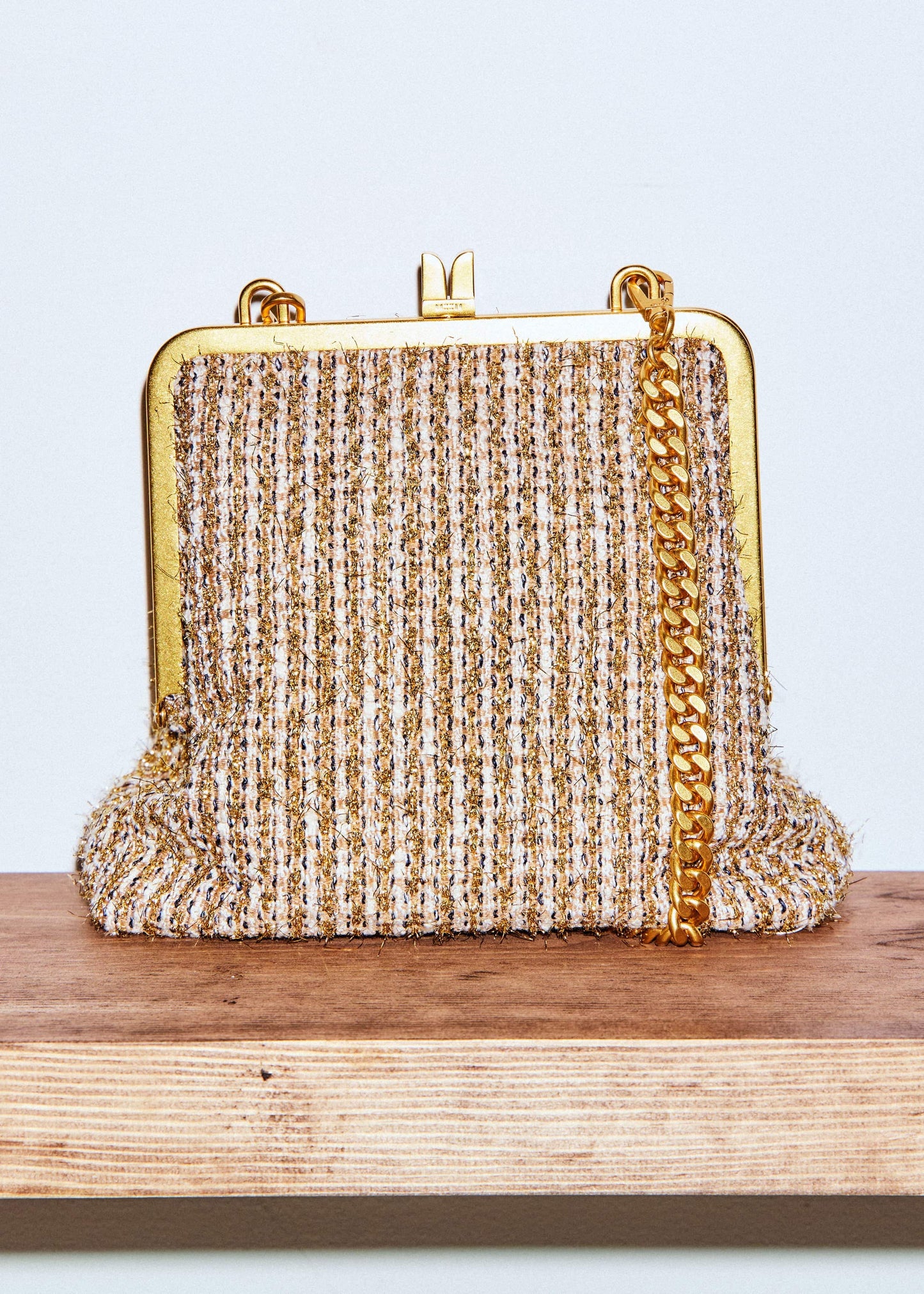 ME and EM Accessories Gold Tweed AM-PM Crossbody Bag