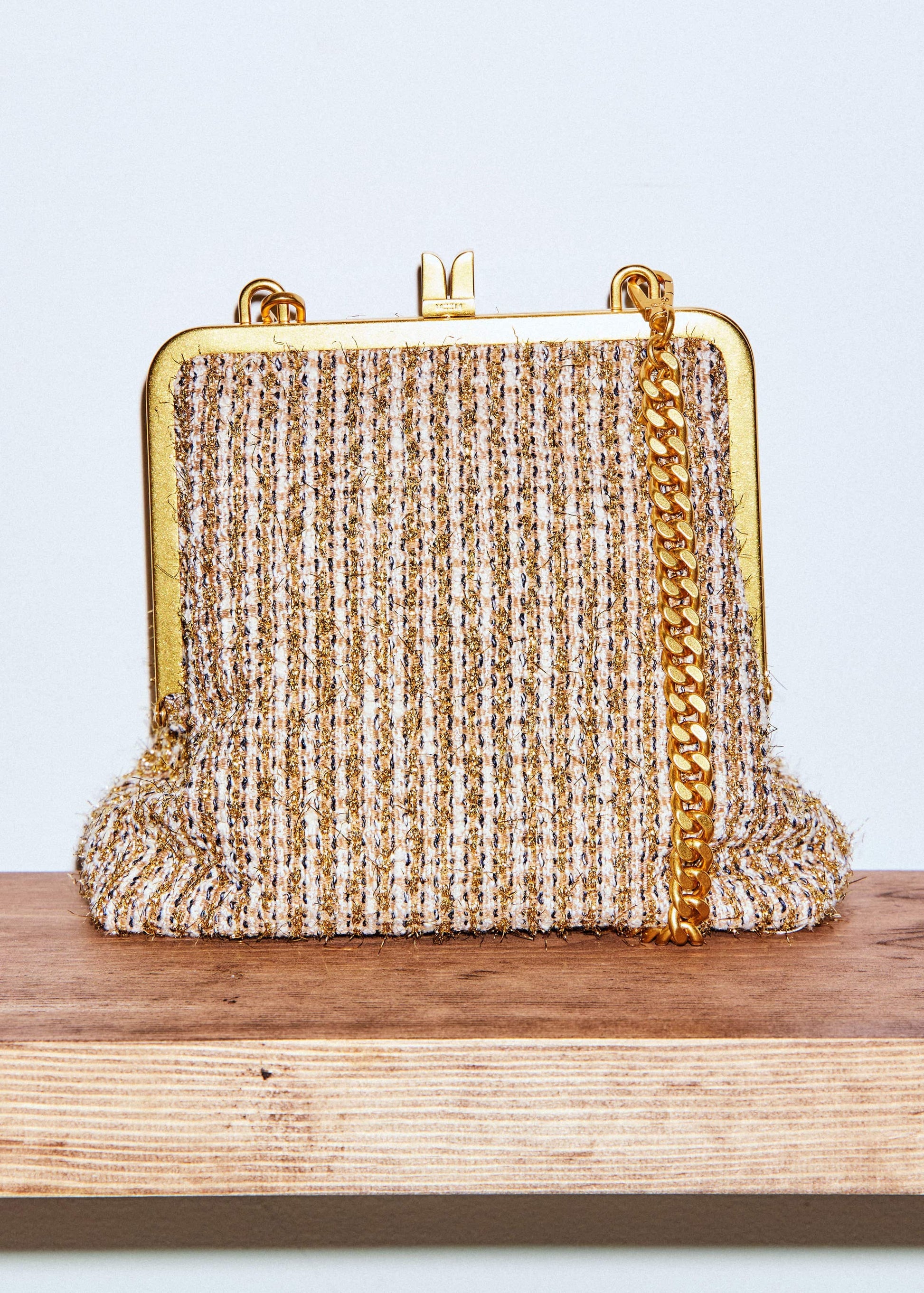 ME and EM Accessories Gold Tweed AM-PM Crossbody Bag