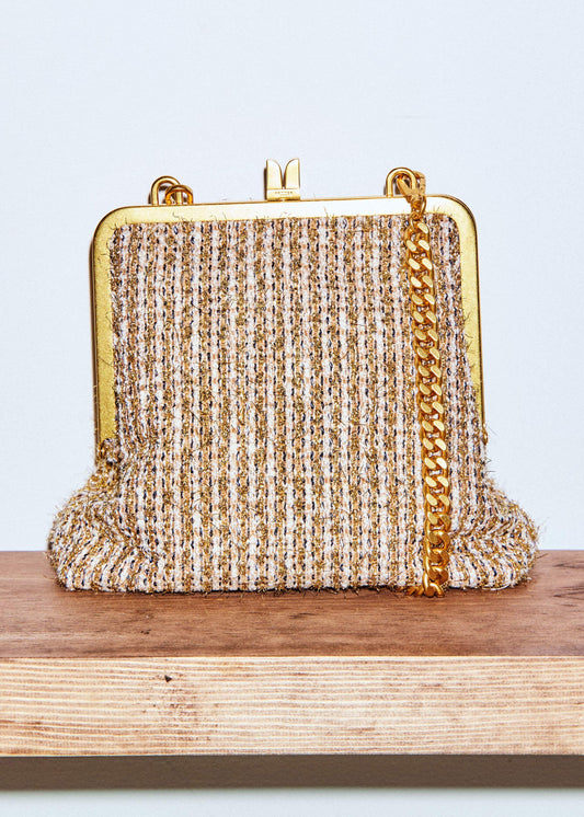 ME and EM Accessories Gold Tweed AM-PM Crossbody Bag