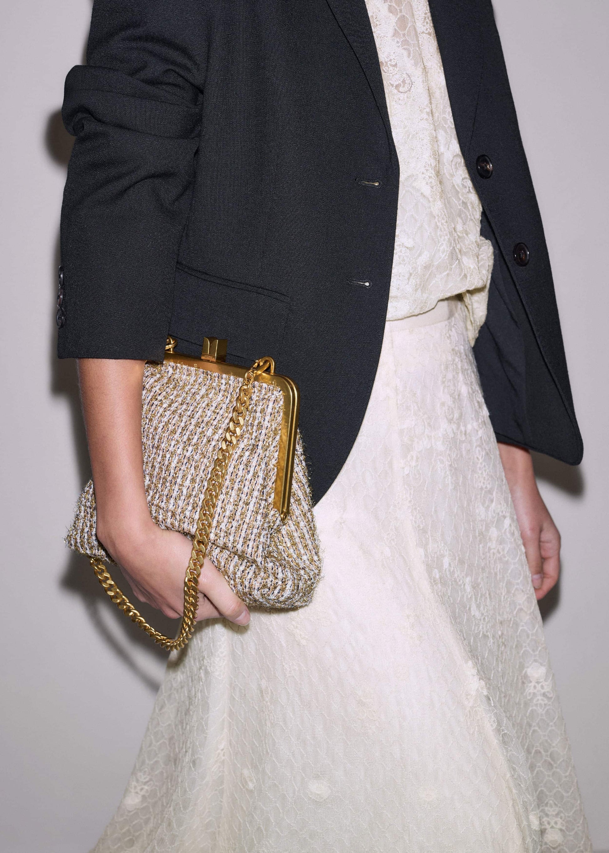 ME and EM Accessories Gold Tweed AM-PM Crossbody Bag