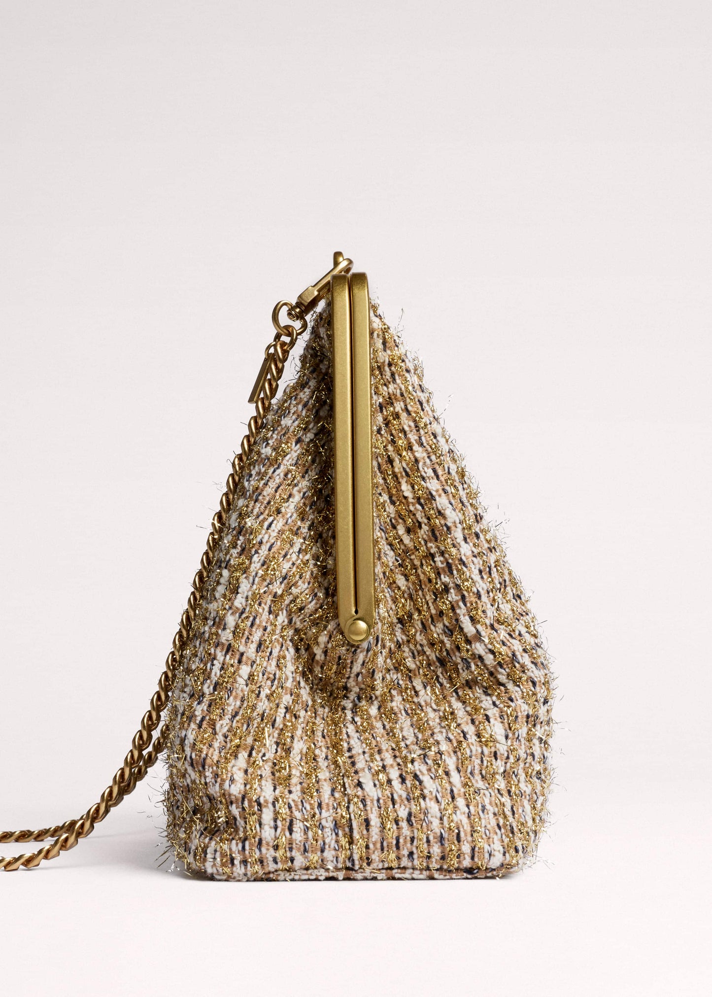 ME and EM Accessories Gold Tweed AM-PM Crossbody Bag