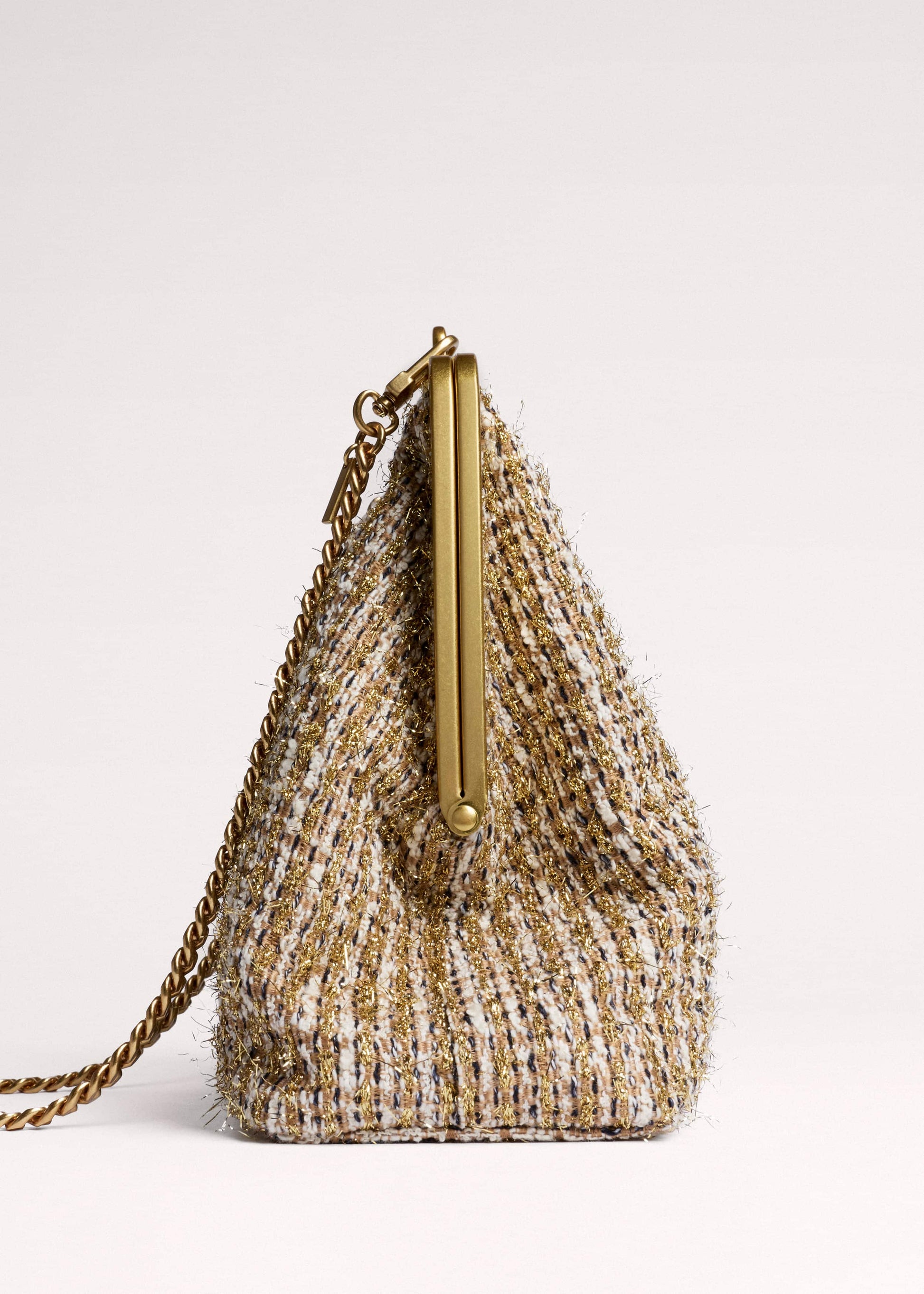 ME and EM Accessories Gold Tweed AM-PM Crossbody Bag