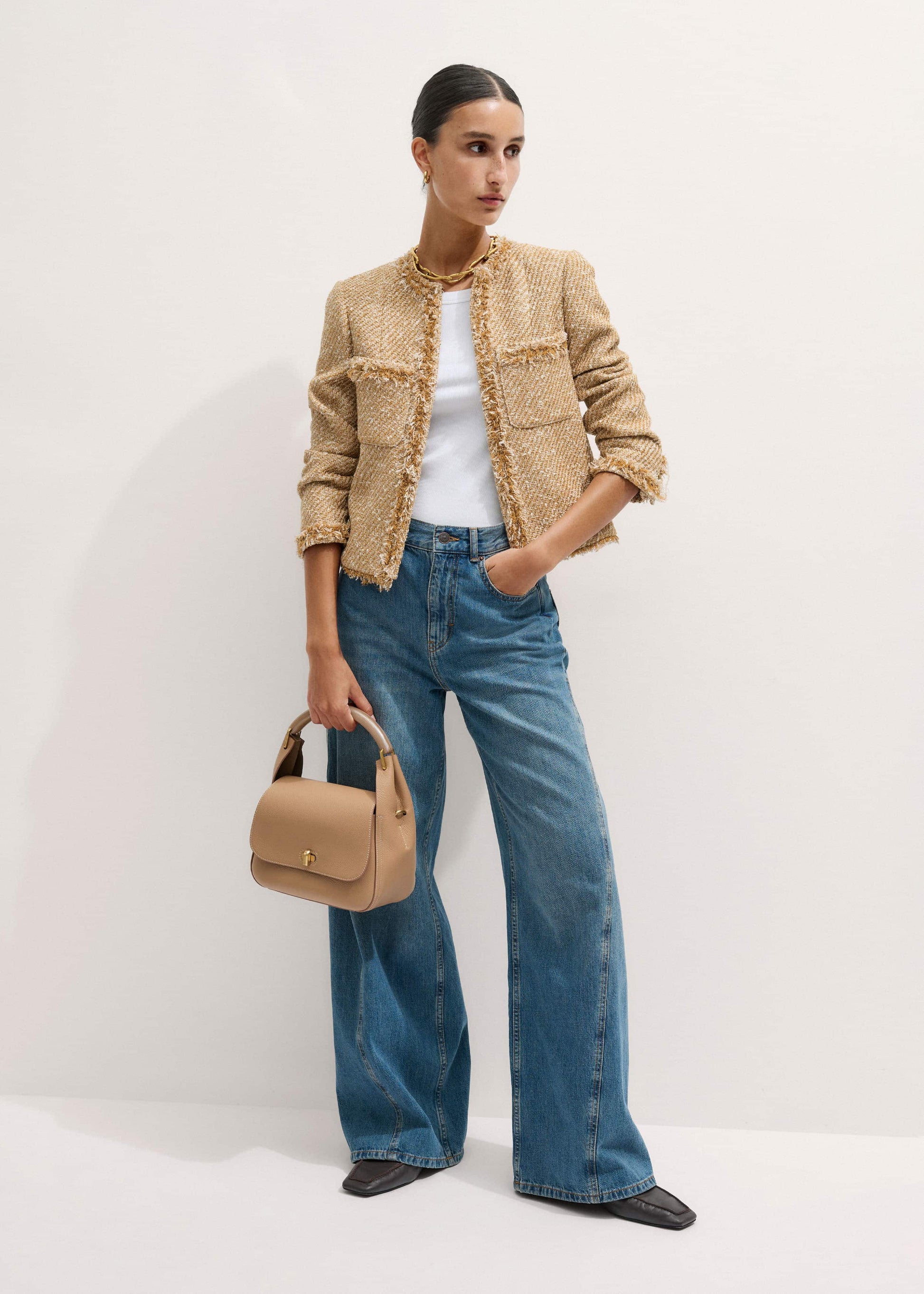ME and EM Accessories Light Brown Resin Handle Crossbody Bag