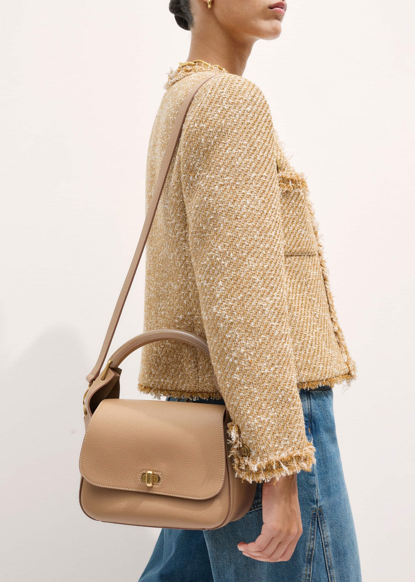 ME and EM Accessories Light Brown Resin Handle Crossbody Bag