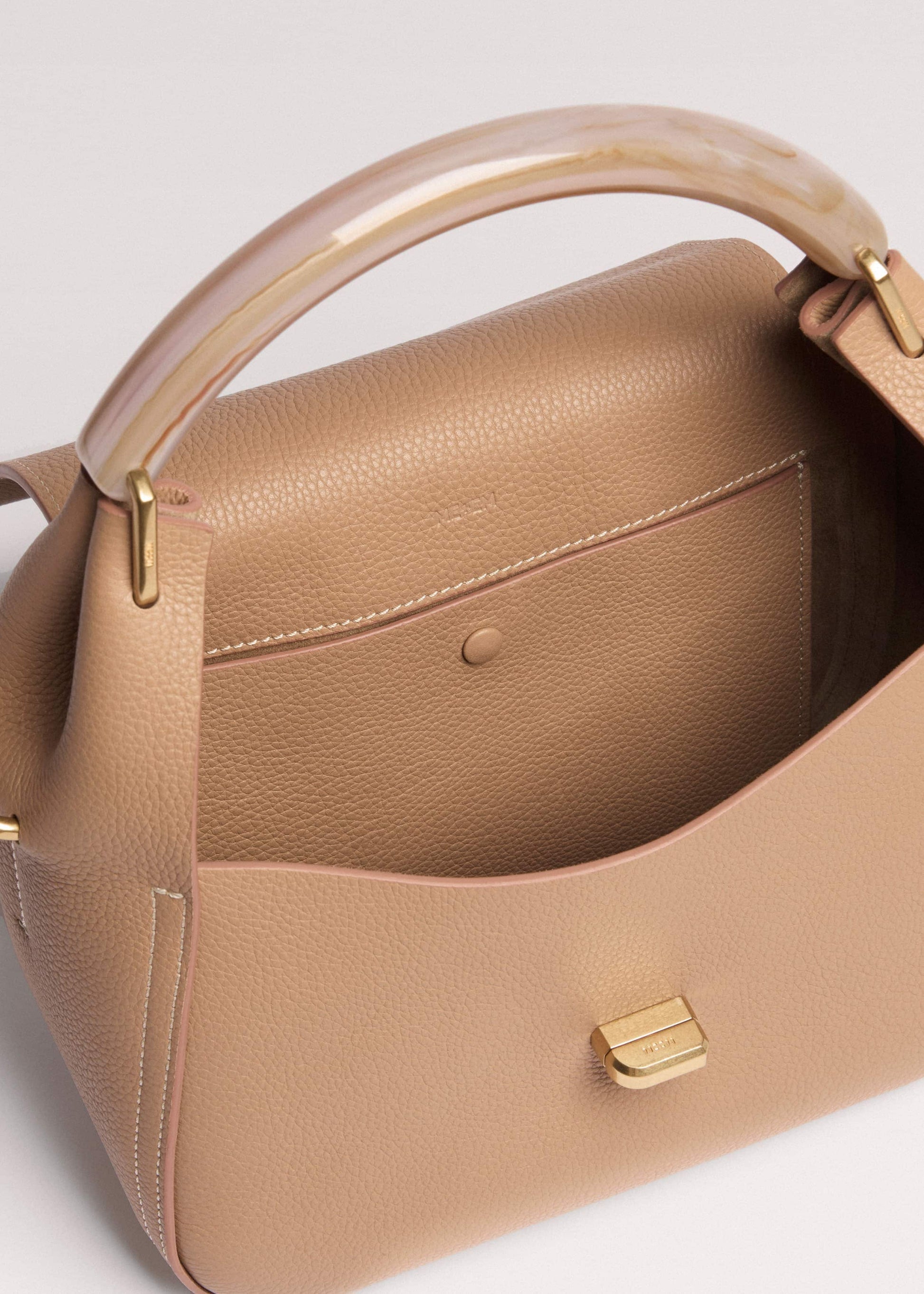ME and EM Accessories Light Brown Resin Handle Crossbody Bag