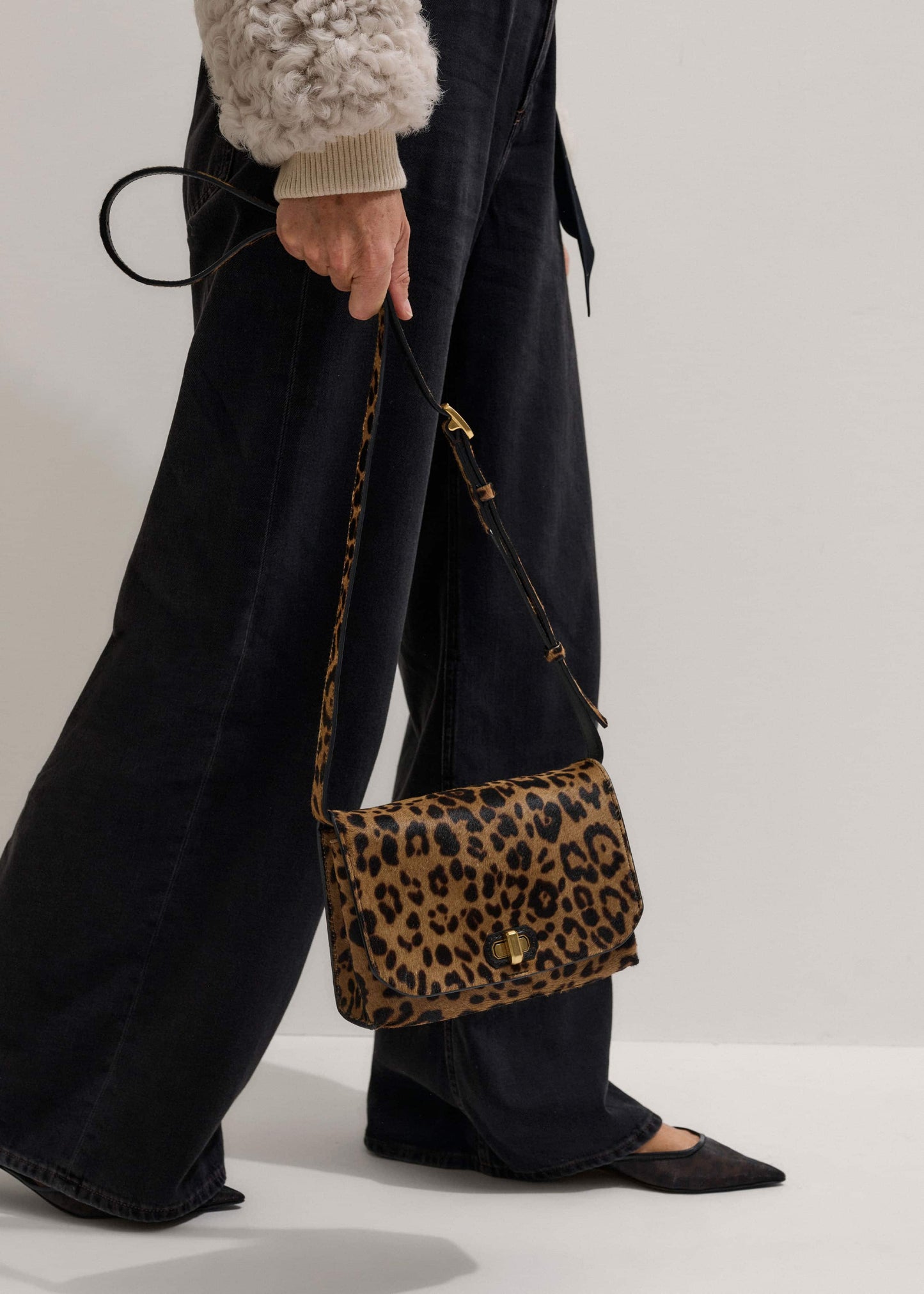 ME and EM Accessories Brown 2-Way Leopard Print Crossbody Bag
