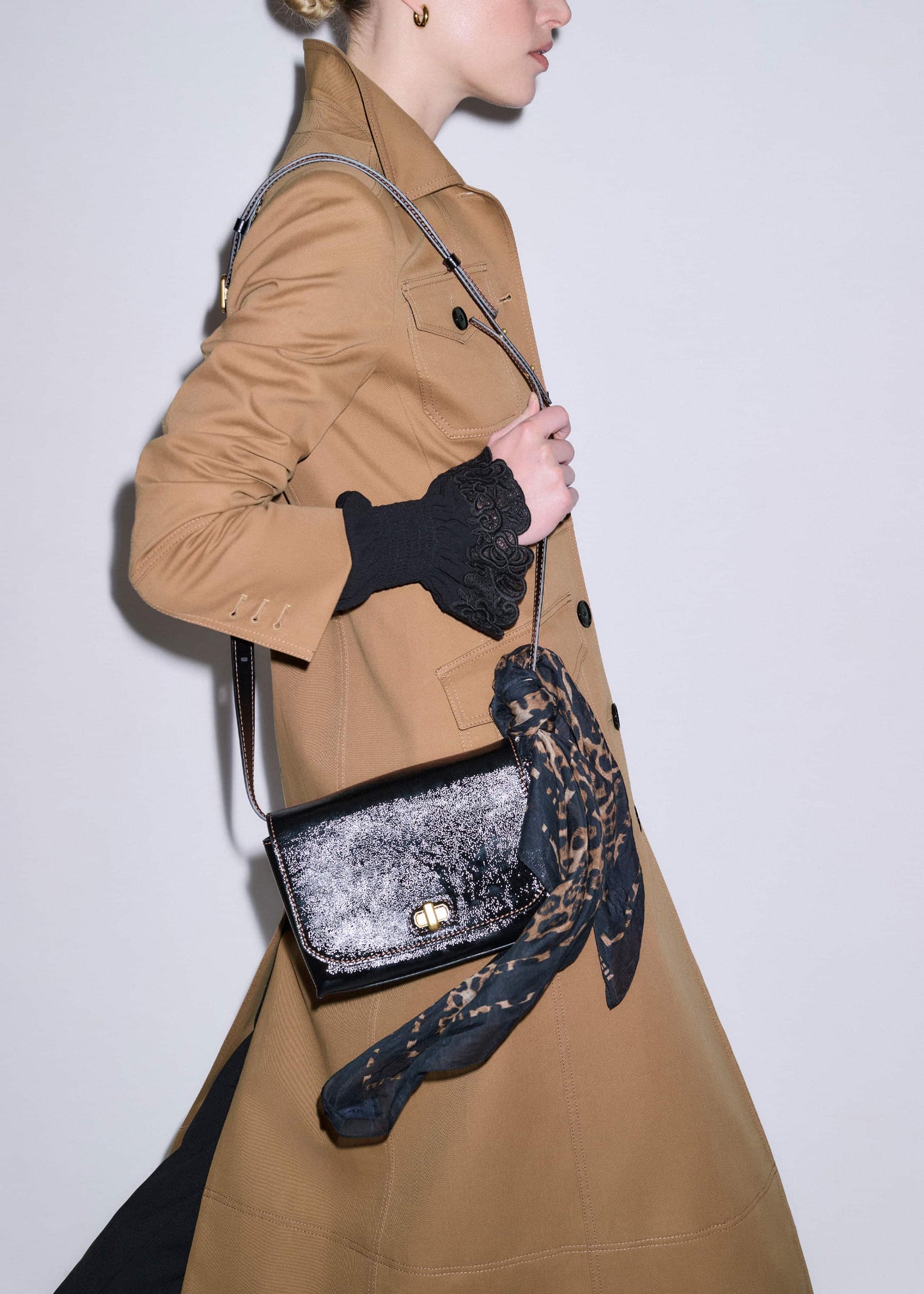 ME and EM Accessories Black Leather Clutch + Crossbody Bag