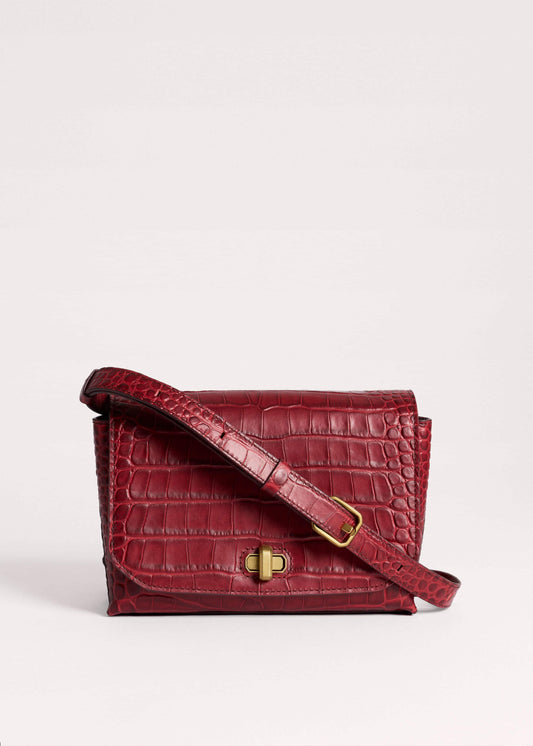 ME and EM Accessories Red Leather Croc Print Clutch 2-in-1 Bag