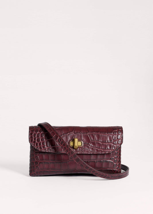 ME and EM Accessories Red Red Leather Croc Print Small Pouch