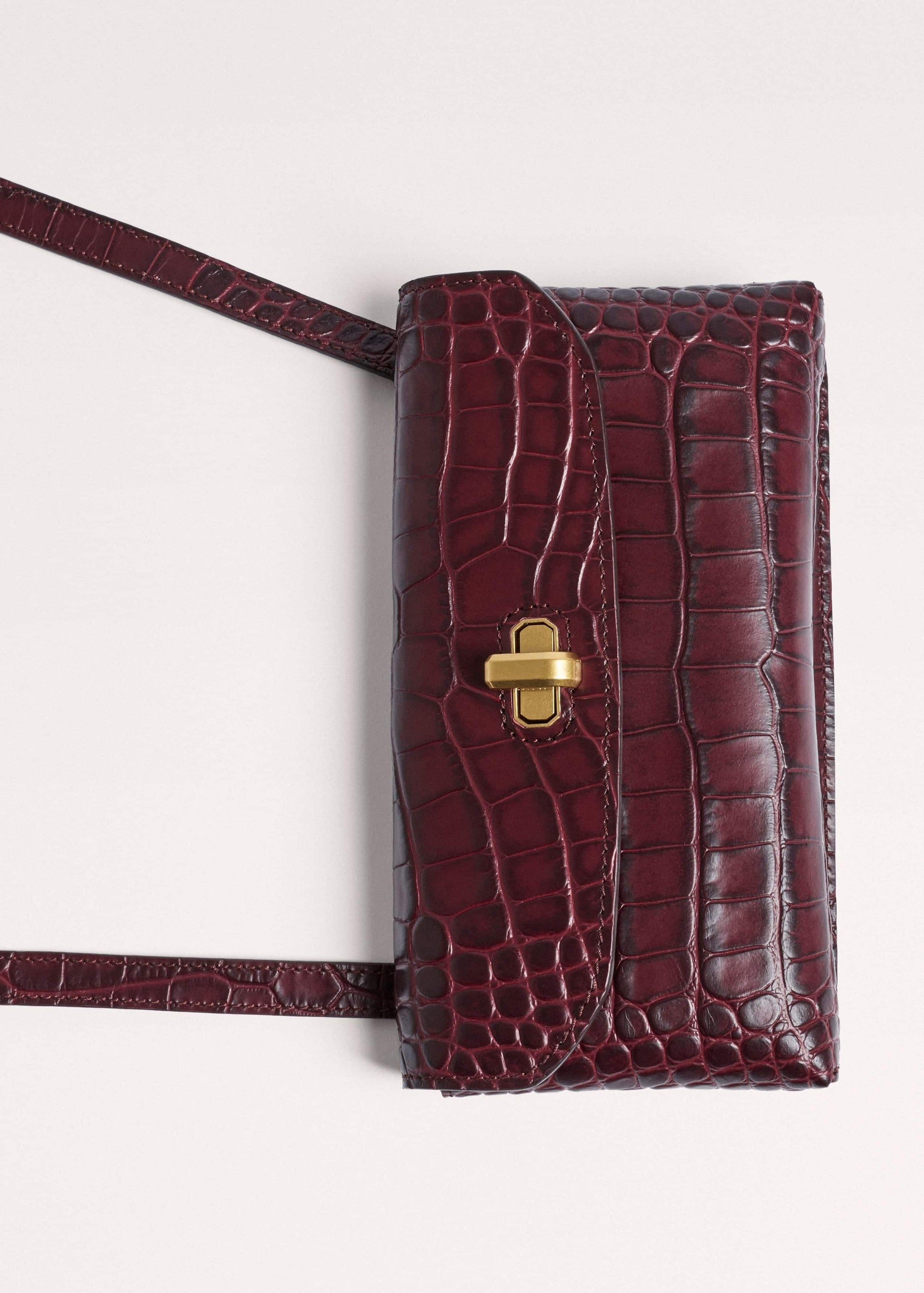 ME and EM Accessories Red Red Leather Croc Print Small Pouch