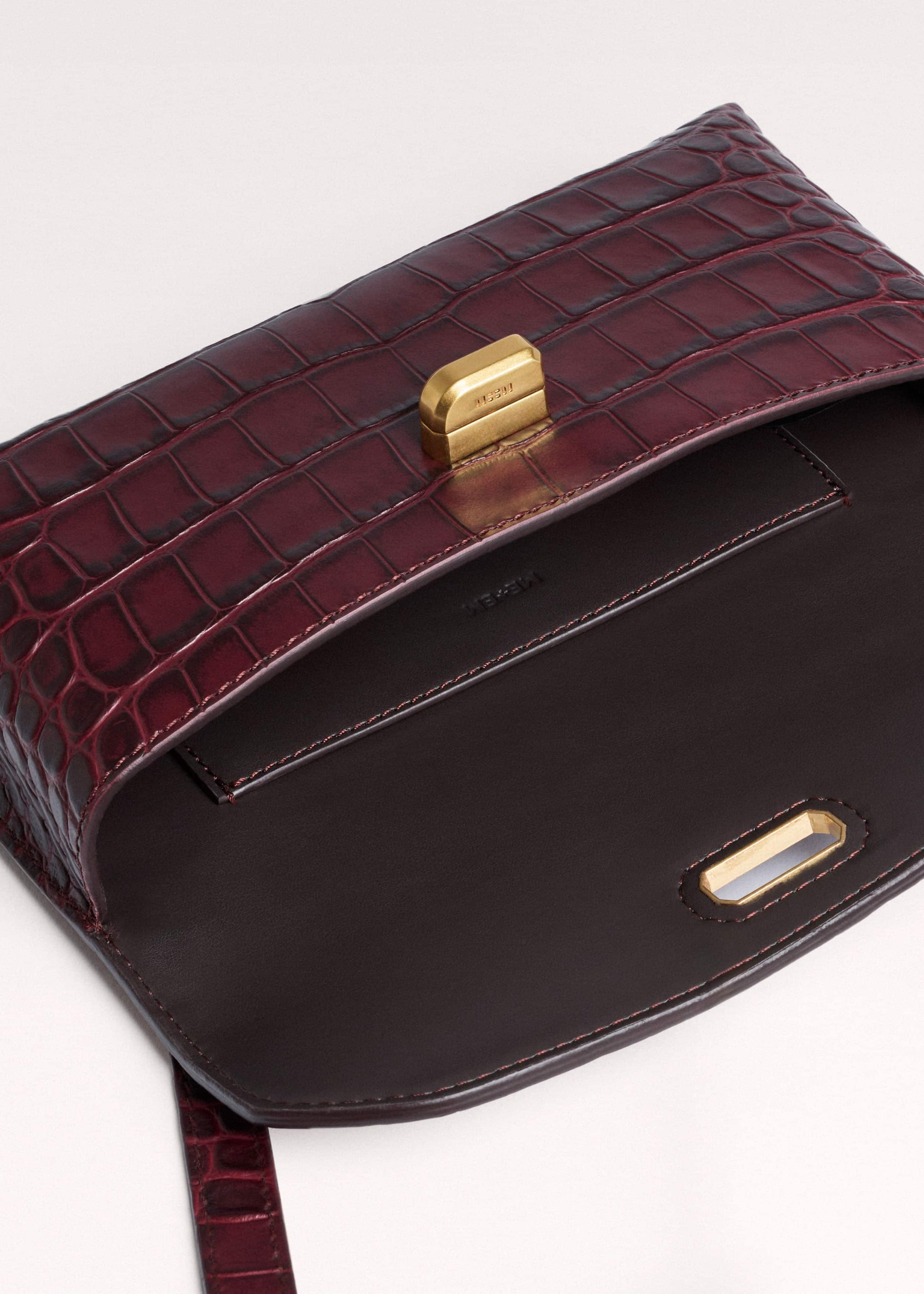 ME and EM Accessories Red Red Leather Croc Print Small Pouch