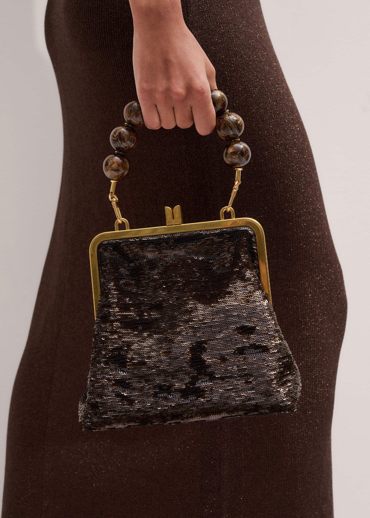 ME and EM Accessories Brown Sequin Evening Bag