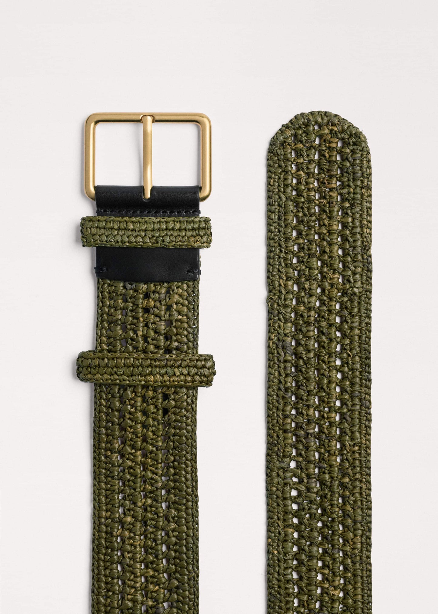 ME and EM Accessories Olive Green Raffia Wide Summer Belt