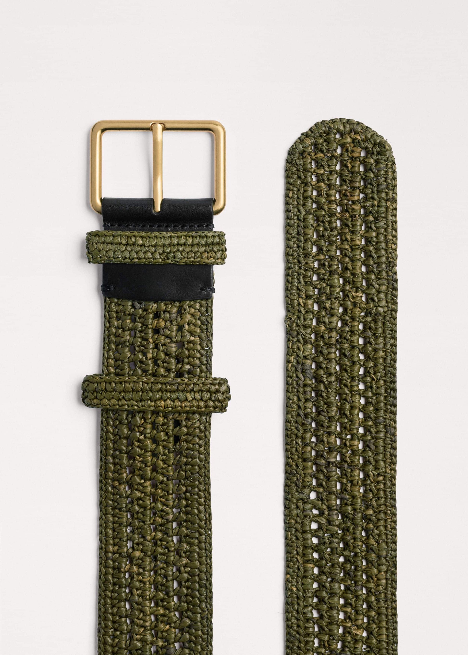 ME and EM Accessories Olive Green Raffia Wide Summer Belt