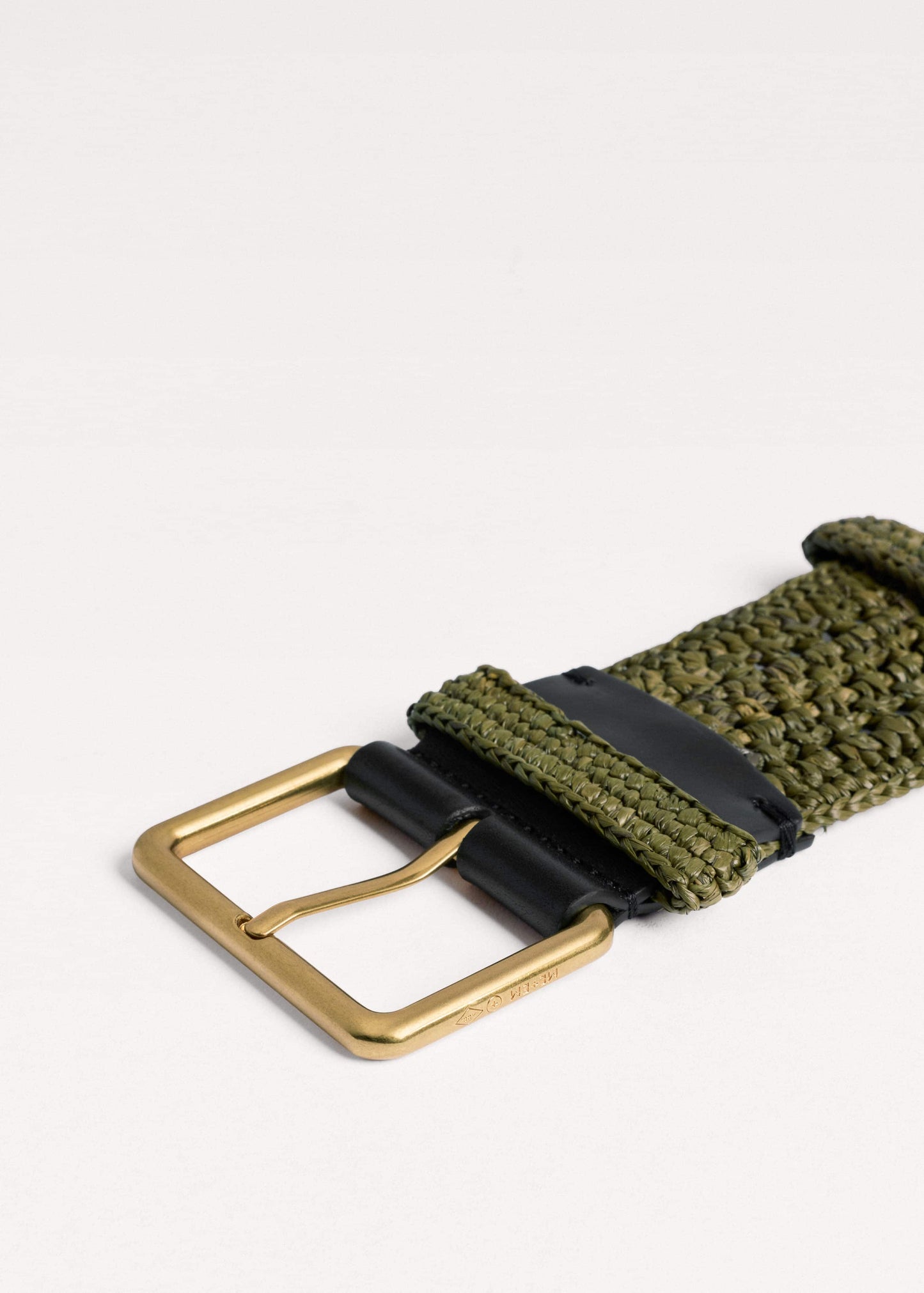 ME and EM Accessories Olive Green Raffia Wide Summer Belt