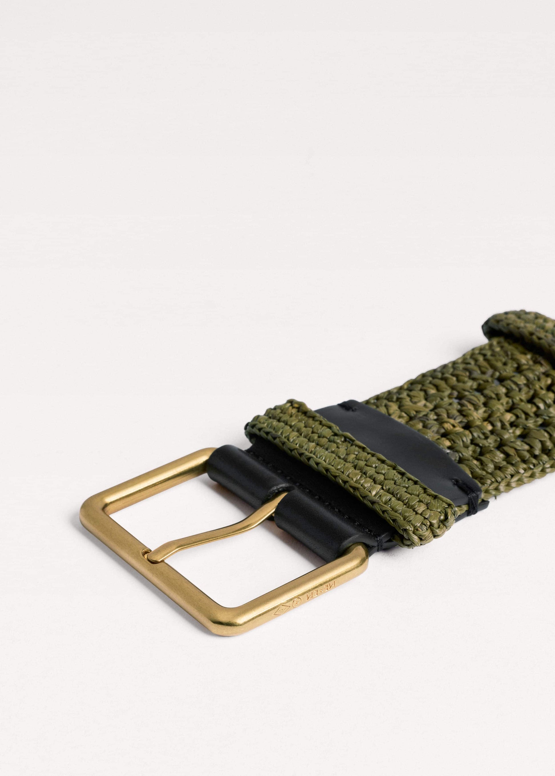 ME and EM Accessories Olive Green Raffia Wide Summer Belt