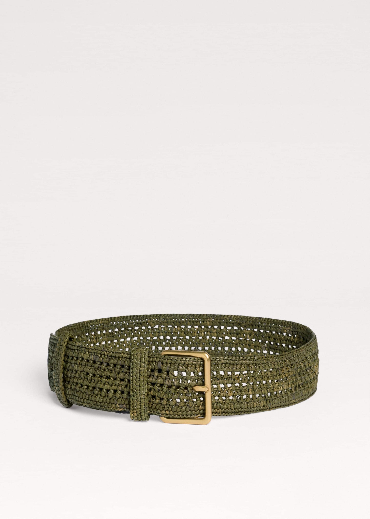 ME and EM Accessories Olive Green Raffia Wide Summer Belt