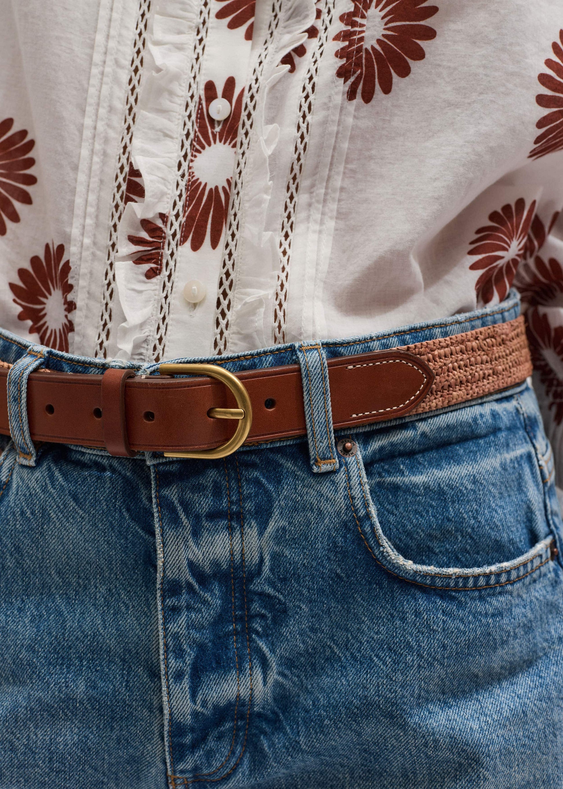 ME and EM Accessories Pink Raffia Summer Belt