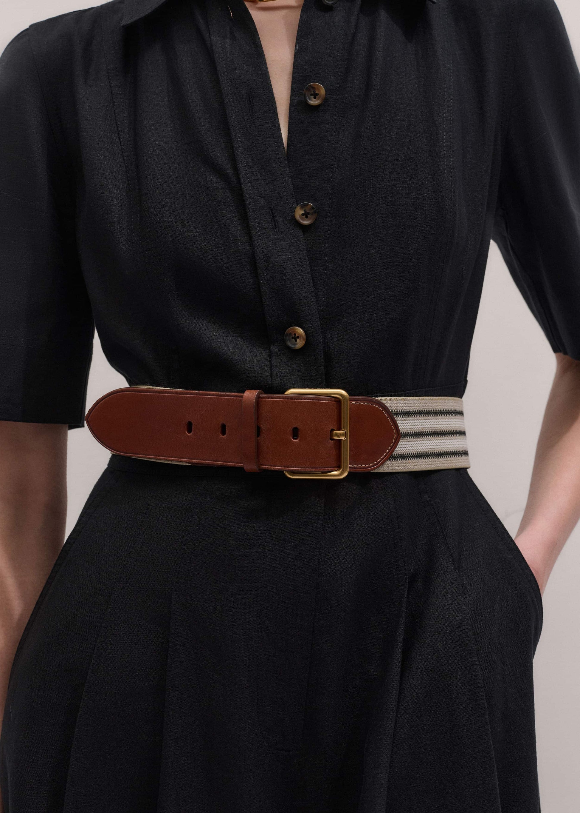 ME and EM Accessories Cream Wide Elastic Belt