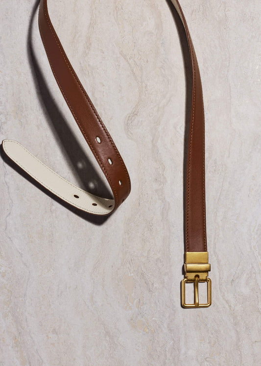 ME and EM Accessories Dark Brown Buttercream Reversible Belt