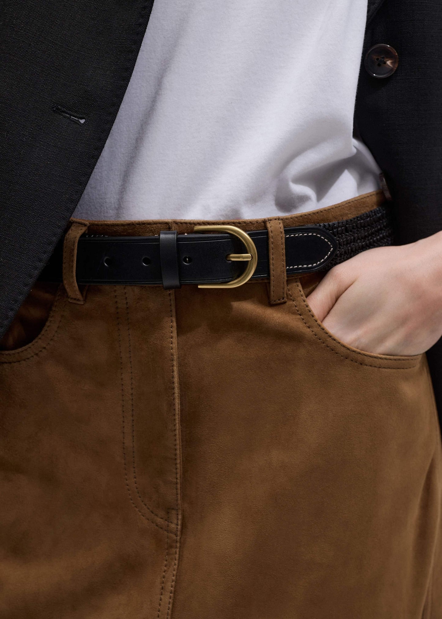 ME and EM Accessories Black Round Raffia Summer Belt