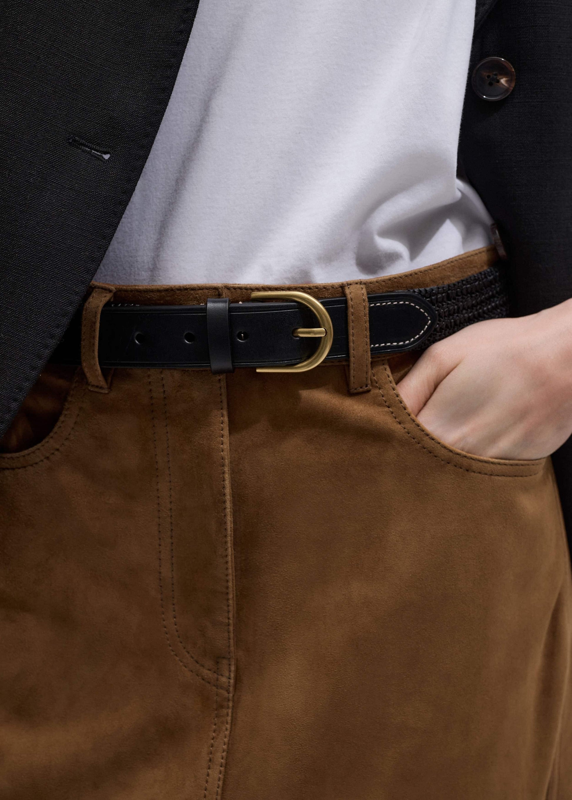 ME and EM Accessories Black Round Raffia Summer Belt