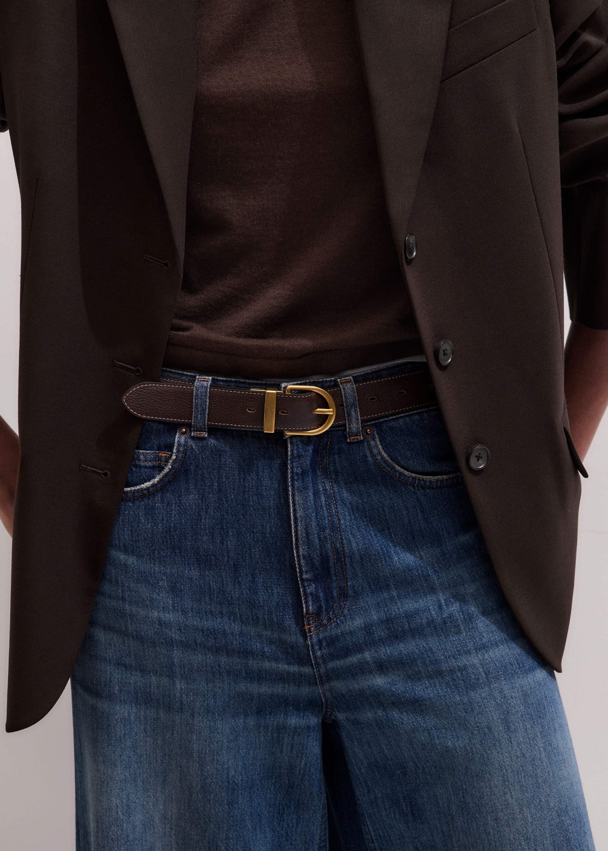 ME and EM Accessories Brown Classic Round Reversible Belt