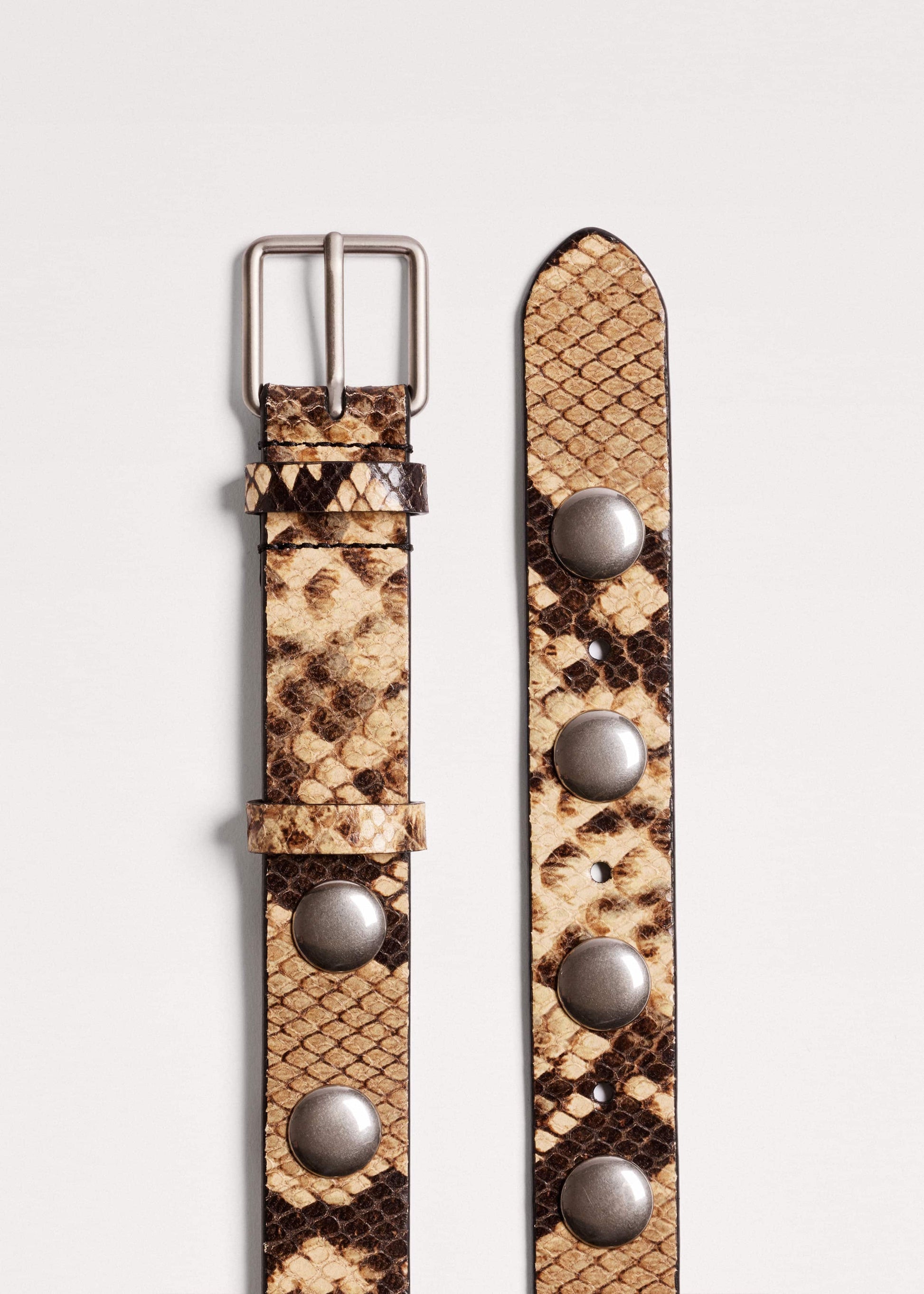 ME and EM Accessories Brown Snake Embossed Metal Stud Belt