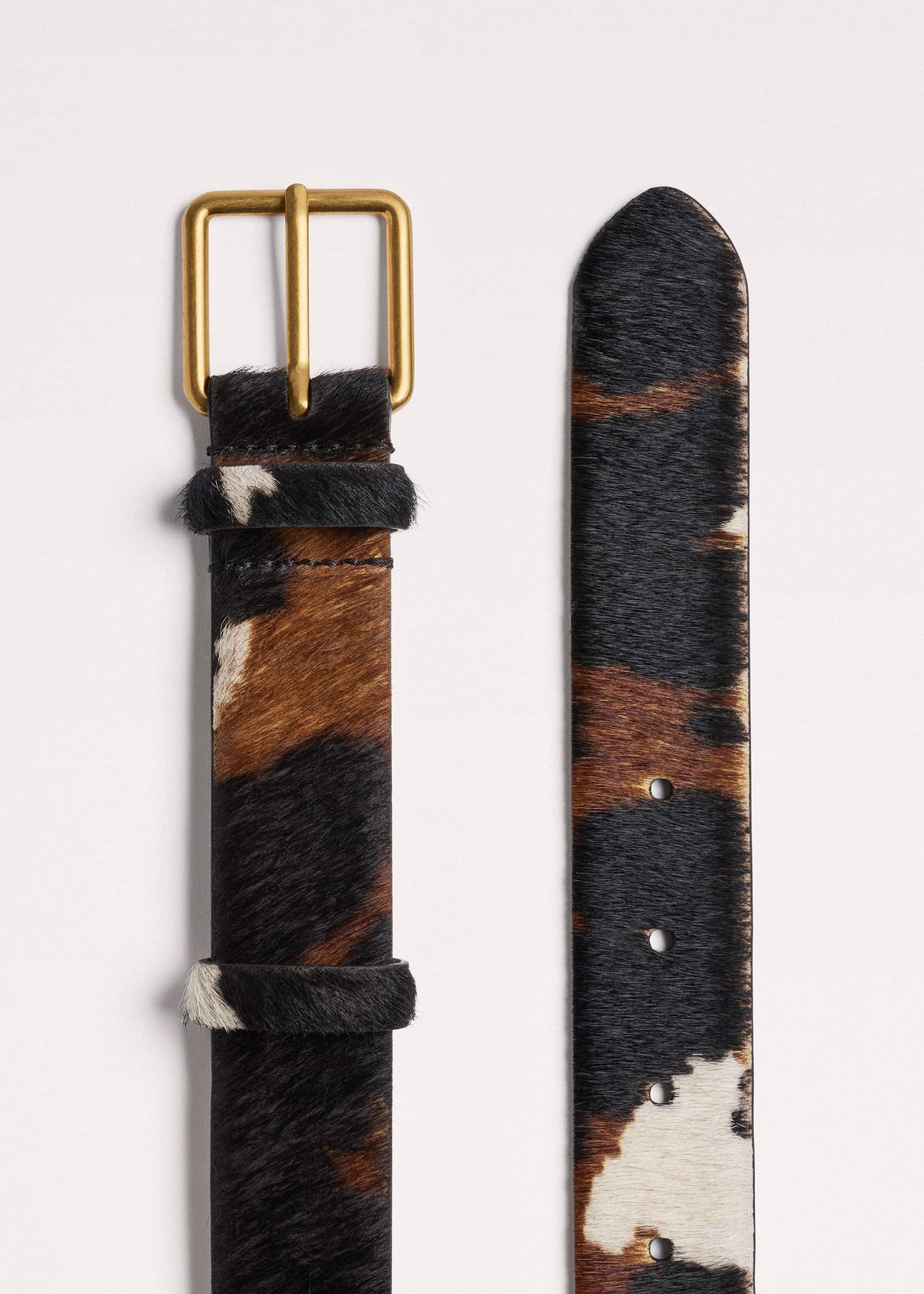 ME and EM Accessories Dark Brown Leather Cow Print Classic Belt