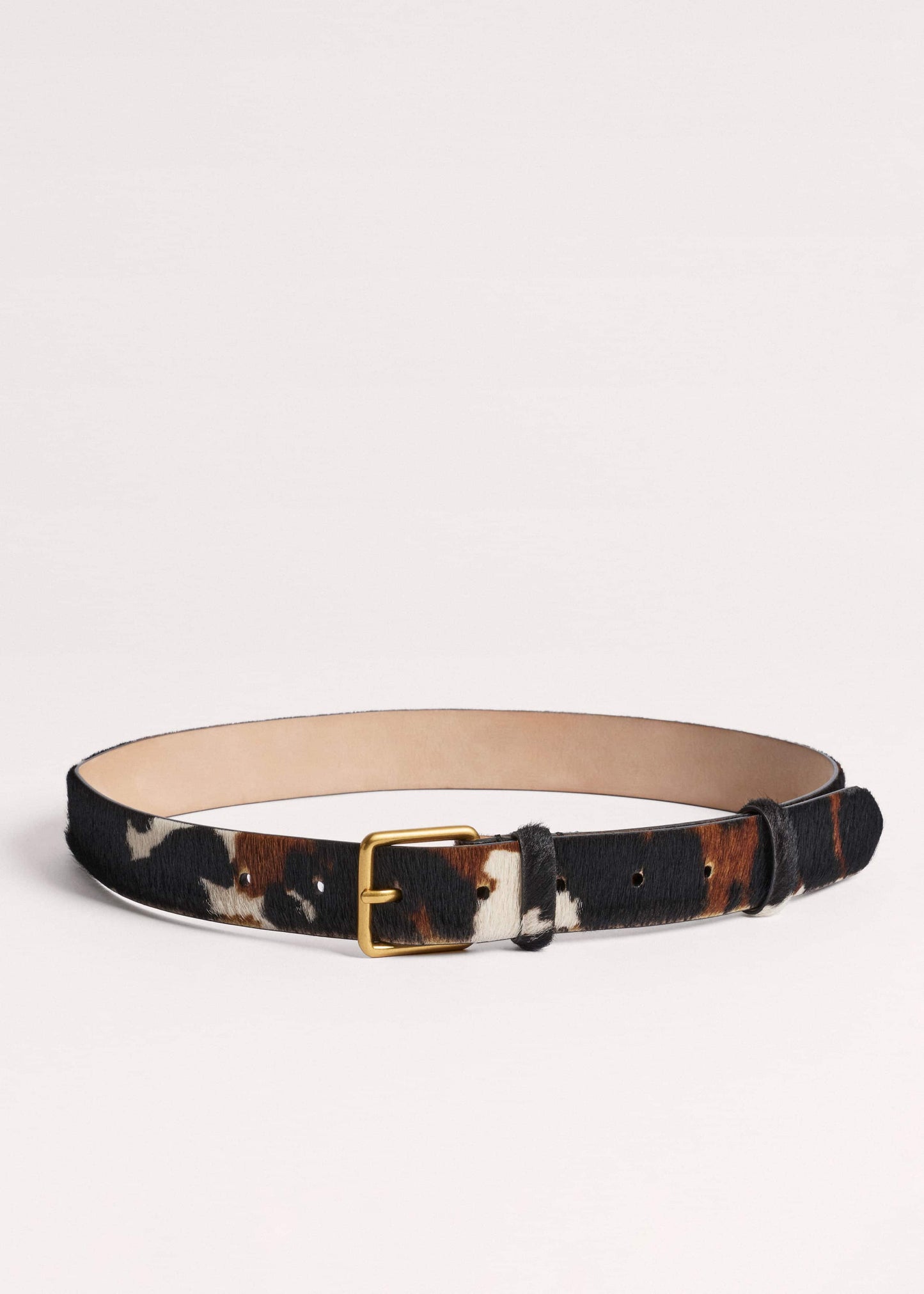ME and EM Accessories Dark Brown Leather Cow Print Classic Belt