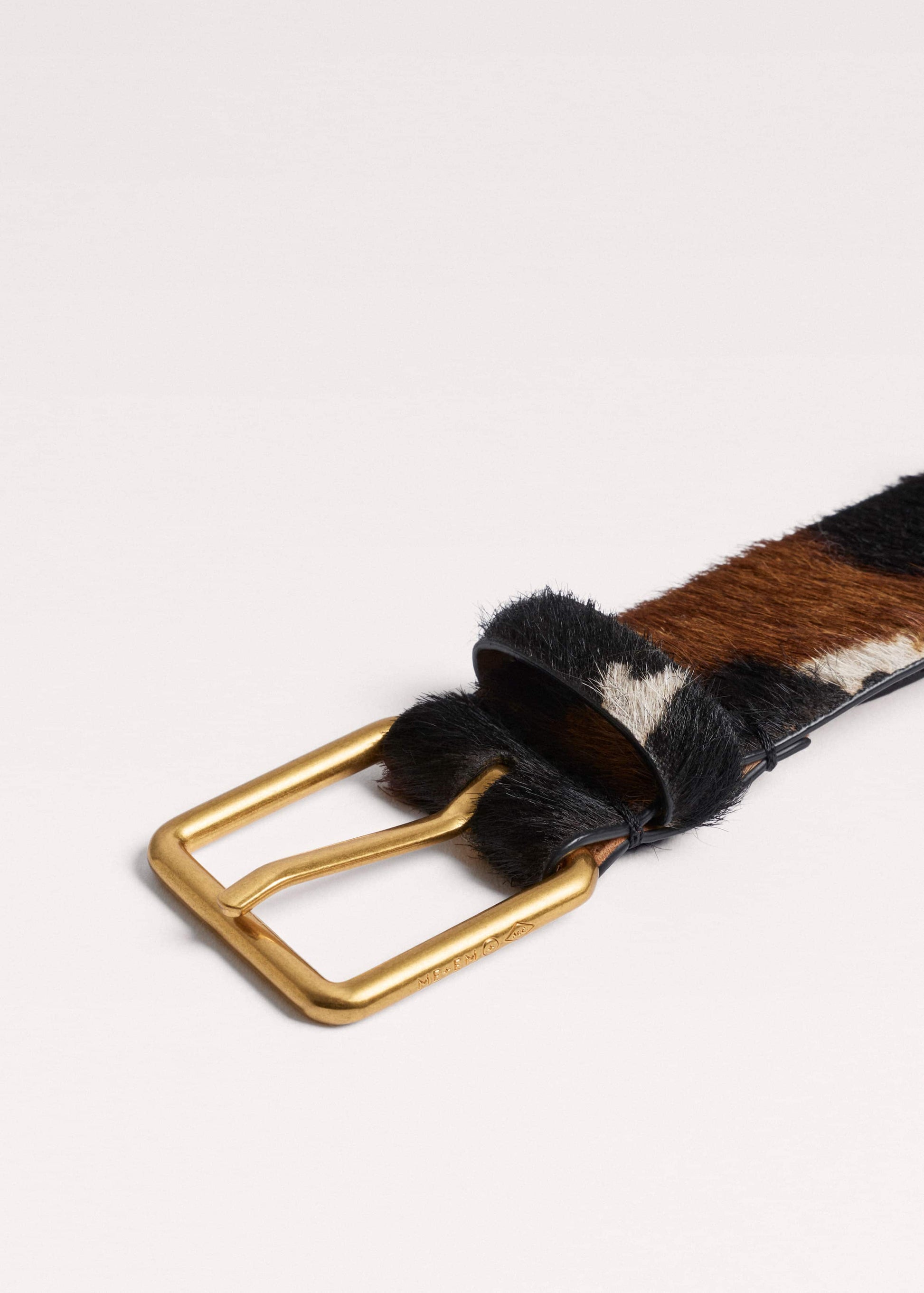 ME and EM Accessories Dark Brown Leather Cow Print Classic Belt